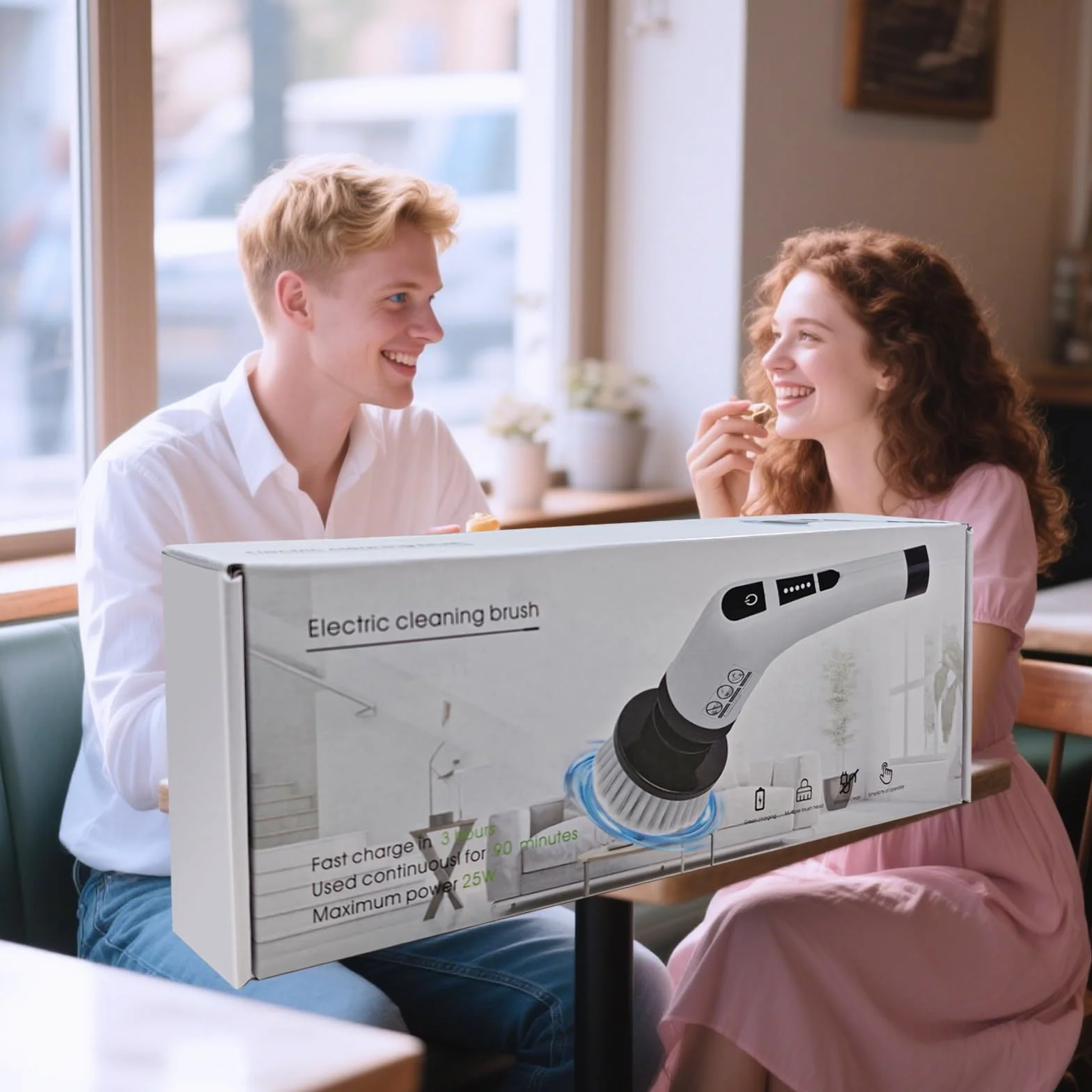 Brosse Rotative Nettoyage Electrique,avec 9 Têtes Interchangeables,Manche Télescopique Ajustable,Rechargeable Brosse Nettoyage Salle de Bainpour La Salle De Bain,La Cuisine,La Voiture,Le Sol