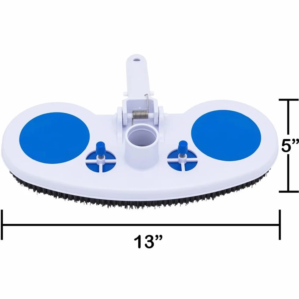 Brosse Tête d'Aspirateur de Piscine Lestée avec Valve Hydrostatique pour Carrelage, Vinyle, Fibre de Verre, Compatible Poteaux Standard Bleu Blanc