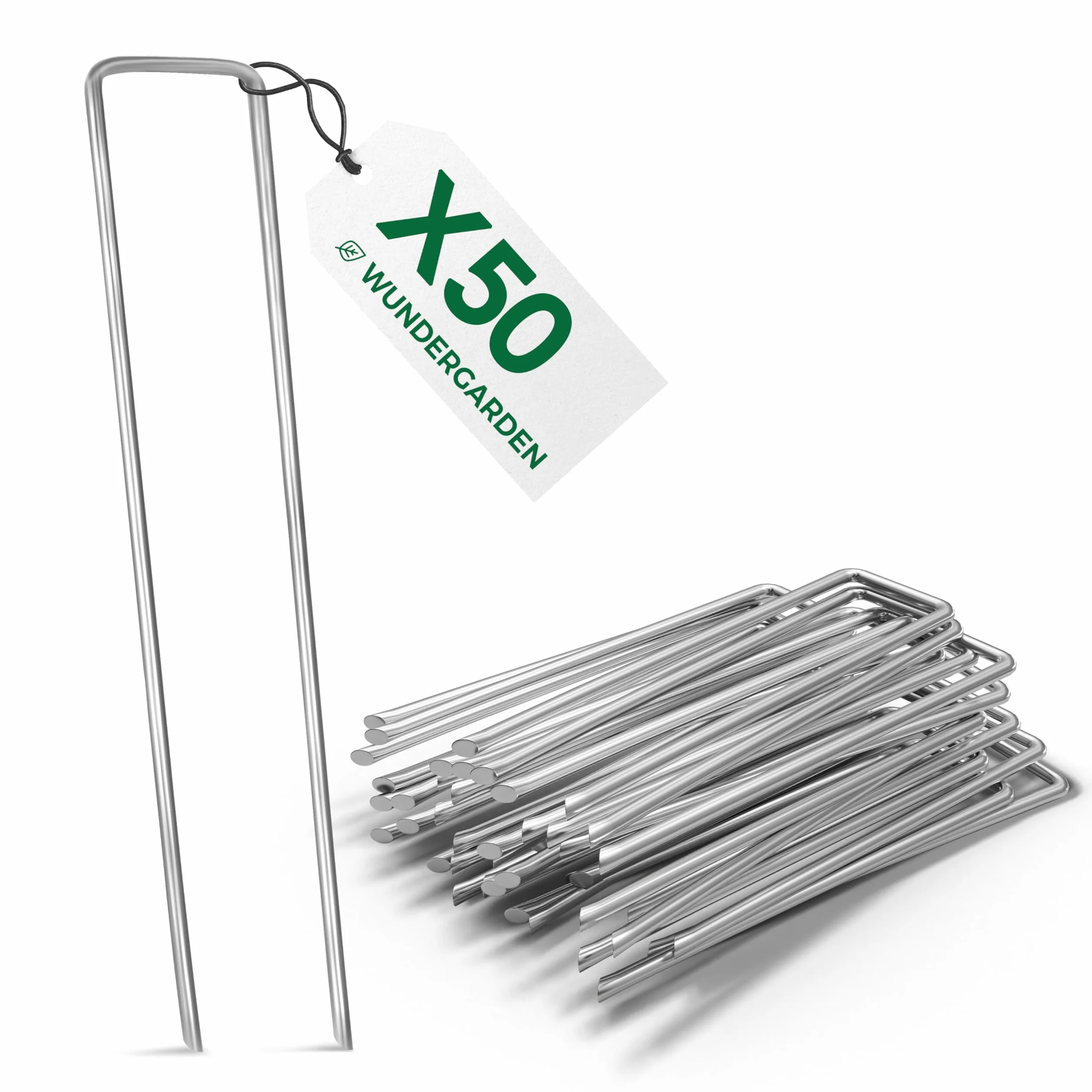 WUNDERGARDEN Lot de 50 Piquets de Fixation en Acier Galvanisé 150x25mm Ø2,7mm