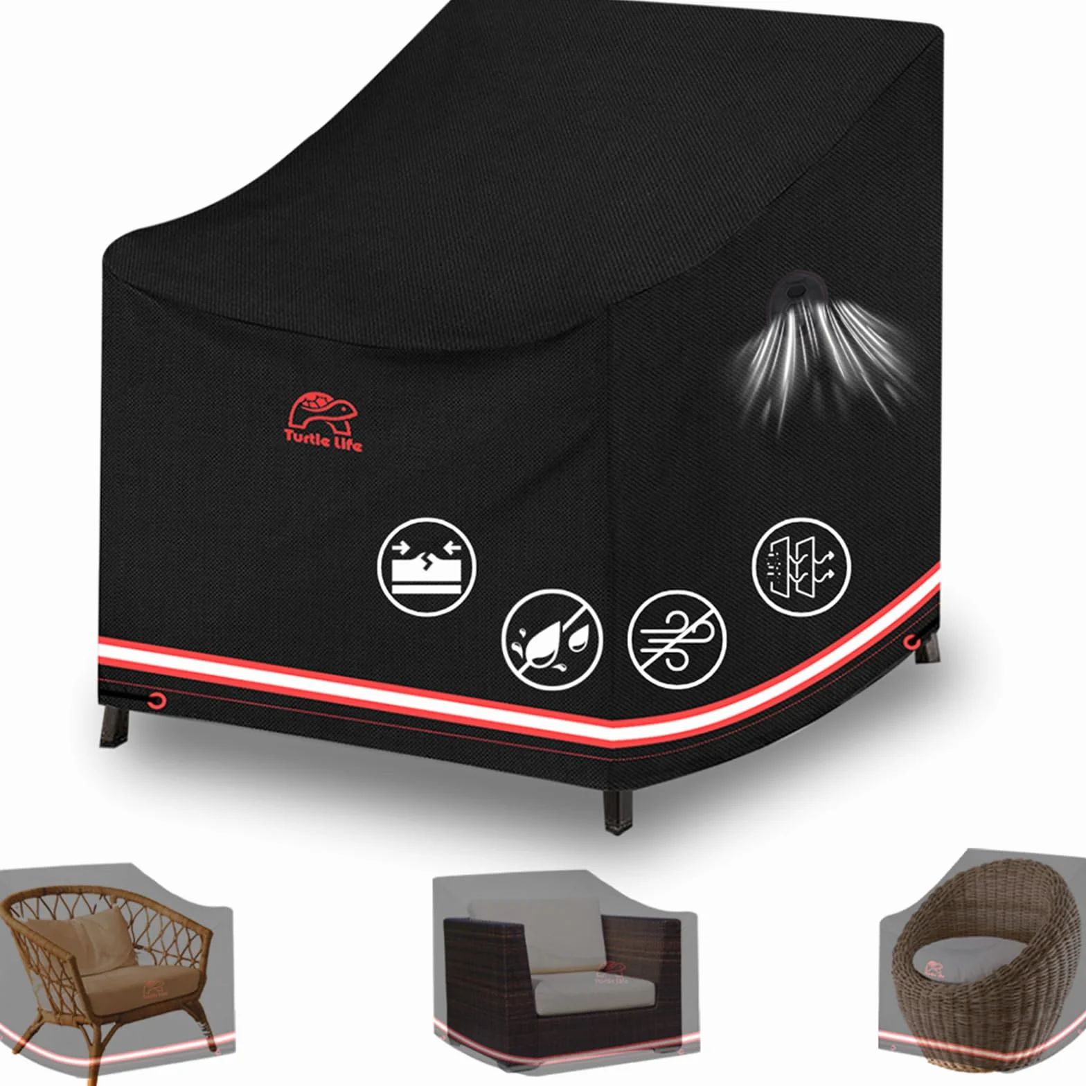 Turtle Life Housse de Chaise de Jardin Imperméable 79x94x76cm