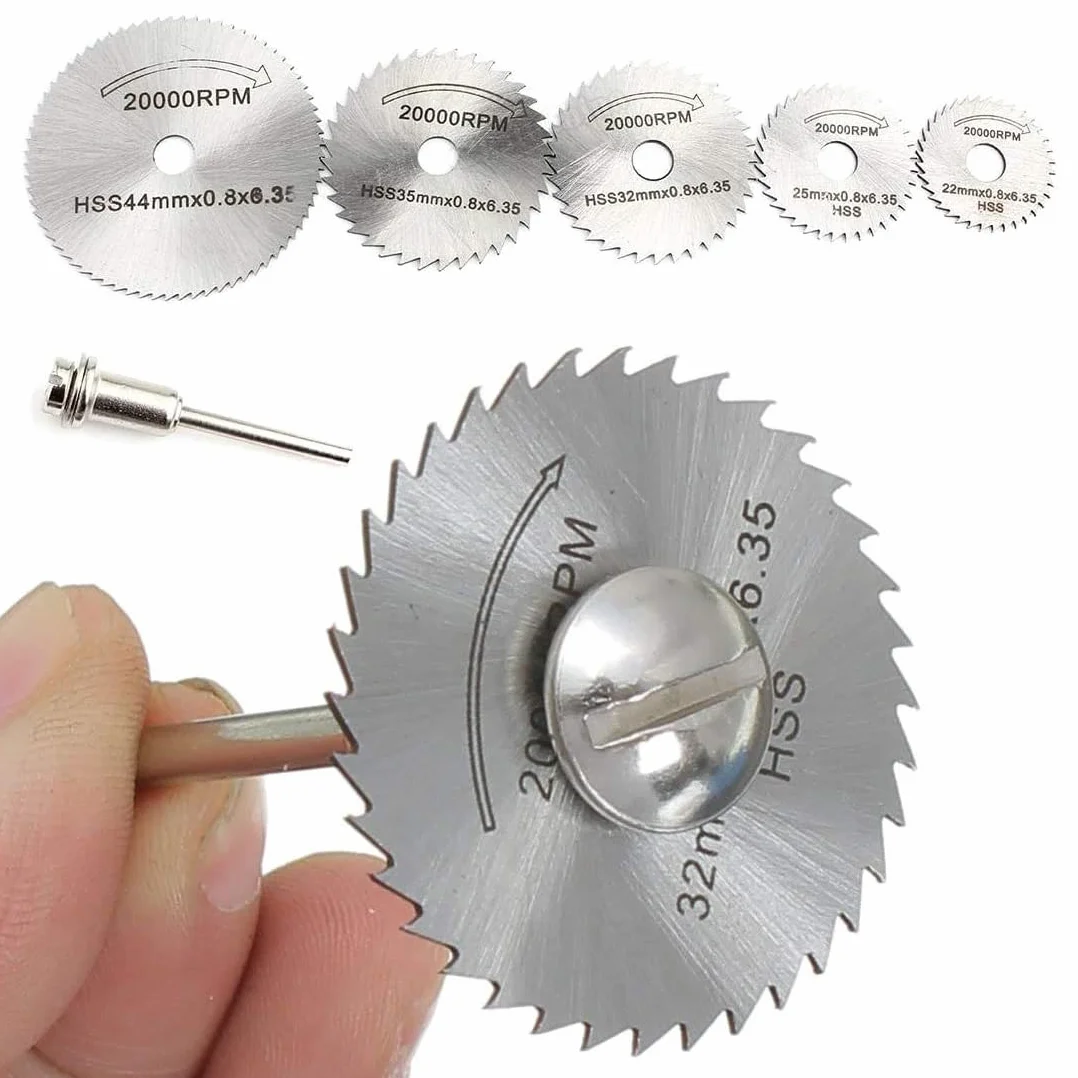 8 Pièces Disques de Coupe pour Dremel, HSS lames de scie outil rotatif, (Acier de nitruration) circulaire Disques de lame de scie, Lame Mini Scie Circulaire pour Couper Bois, Plastique et Métal