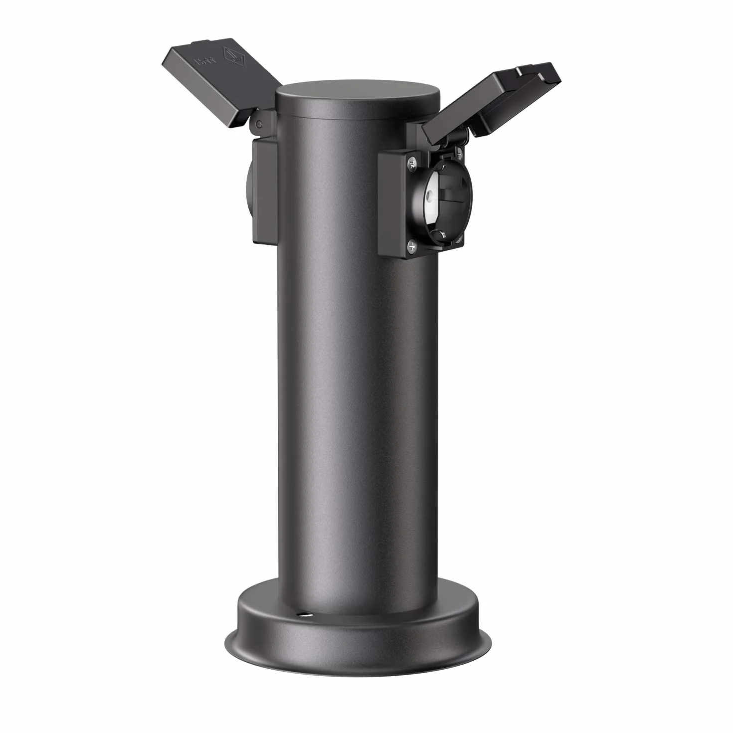 ledscom.de Colonne de Prises de Courant de Jardin PORU IP44 Acier Inoxydable Noir 27 cm