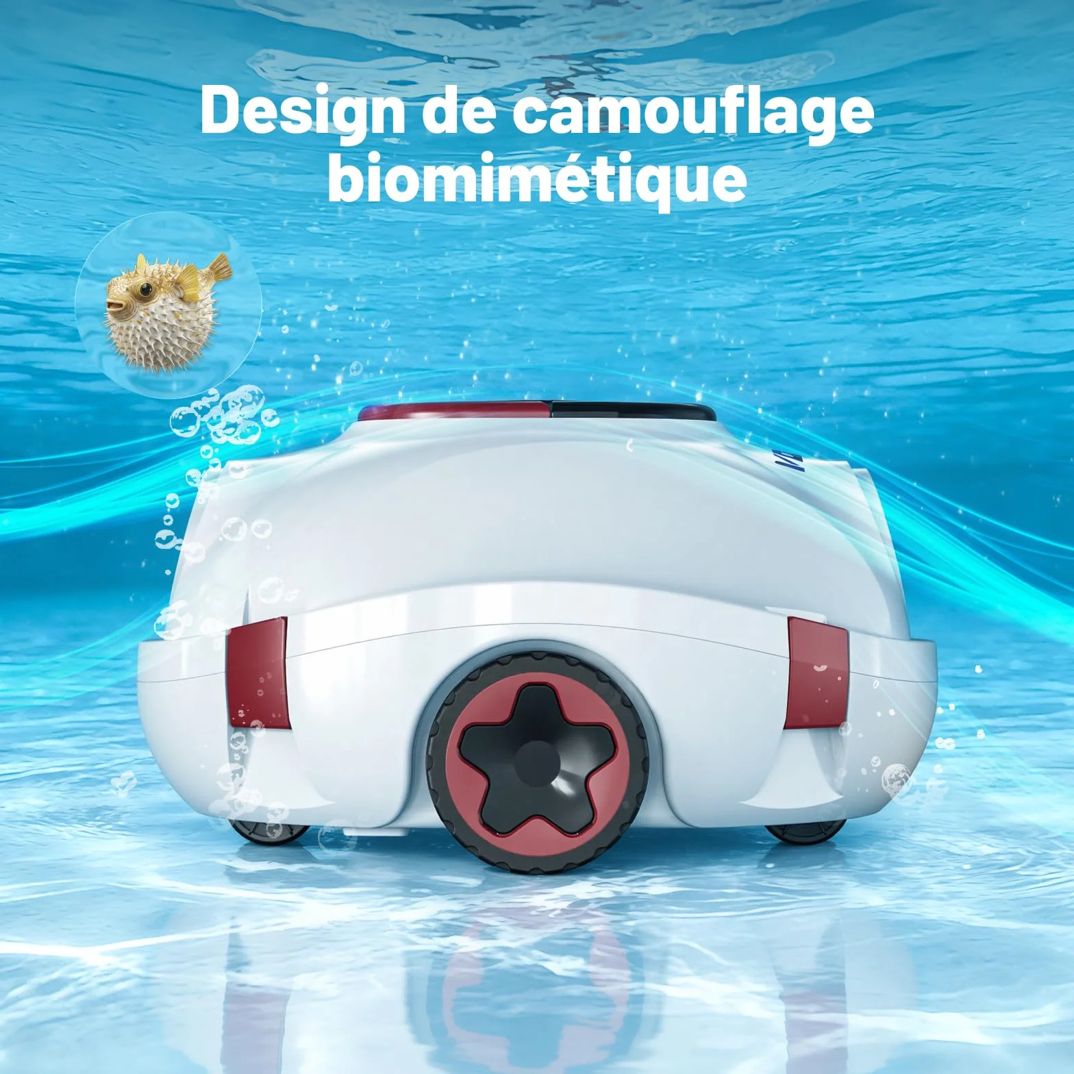 VONKO P10 Robot Piscine sans Fil, Aspirateur Automatique Piscine Hors Sol, Autonomie 100 Min, Blanc ivoire