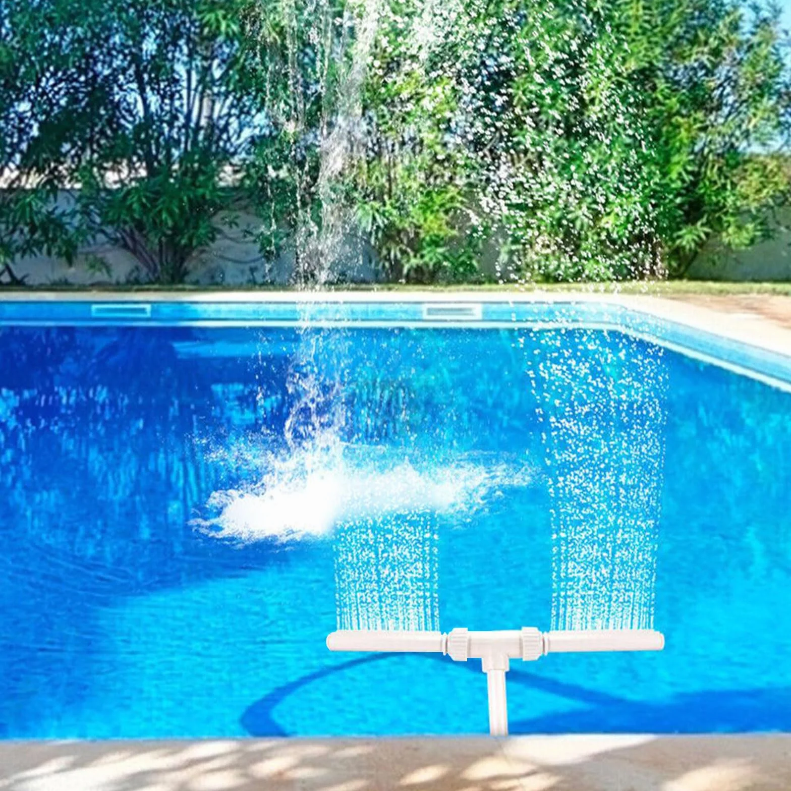 Fontaine de Piscine à Double Jet d'Arrosage Cascade Pulvérisateur avec Adaptateur