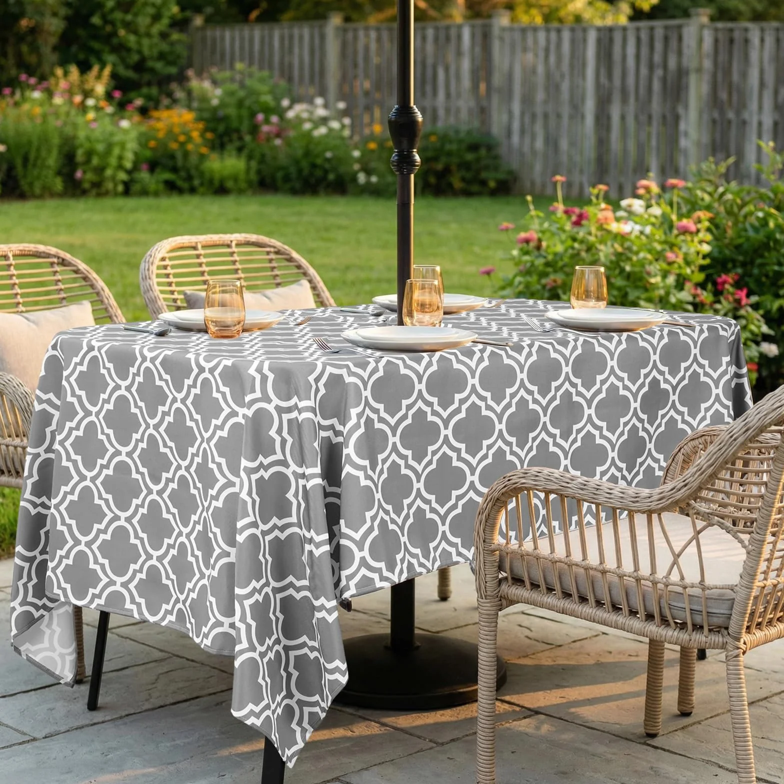 Eternal Beauty Nappe rectangulaire anti-éclaboussures avec trou de parasol 132 x 178 cm gris