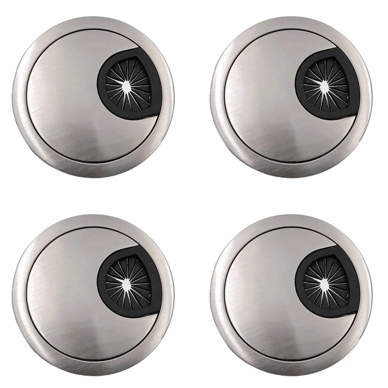 JZK 4 PCS Alliage de Zinc Passe Câble Passage de Câble en Métal de 60mm, Couvercle de Trou de Câble de Bureau d'ordinateur, Trou de Gestion de Passe-câble