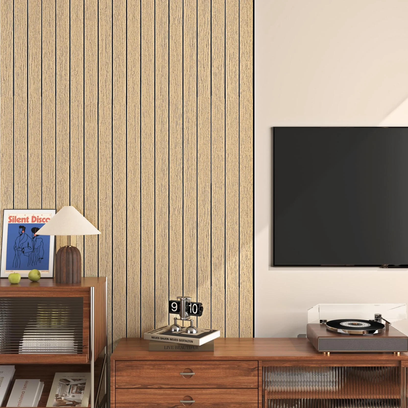 Livelynine Épaissir Papier Peint Adhesif Mural Bois Naturel 3D Panneau Mural decoratif Bois Tasseau Marron 30CMx5M Panneaux Muraux Adhesif Chambre Chene Brun Revetement Murals Autocollant Bureau