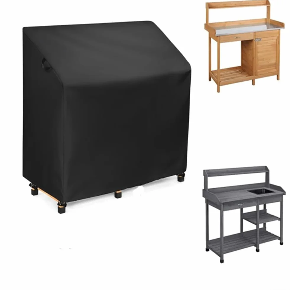 Housse de banc de rempotage 114x50x122 cm tissu Oxford coupe-vent noir