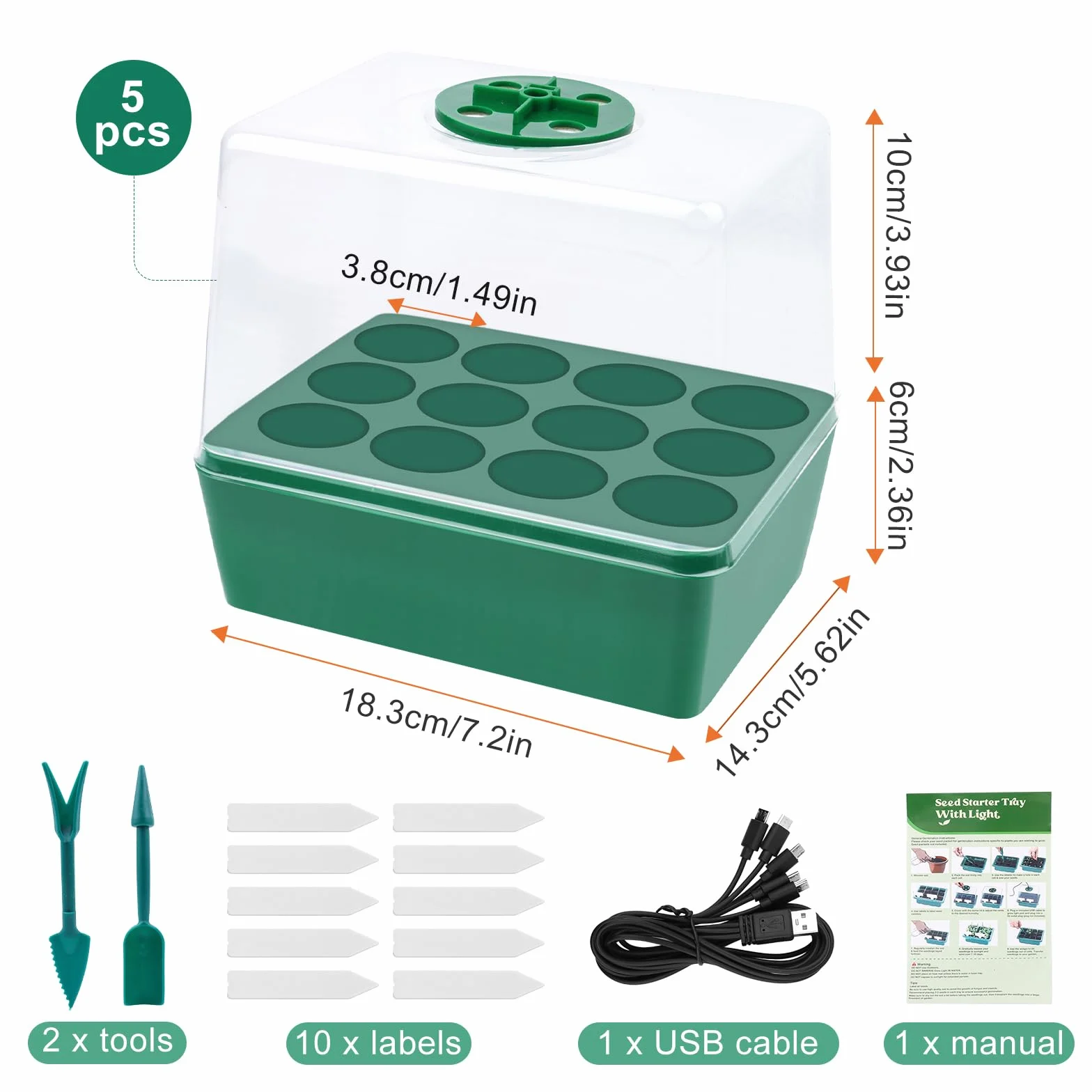 KEWUZY Mini Serre pour Plantes 5 Pièces Bac à Semis avec Couvercle Surélevé et Évents