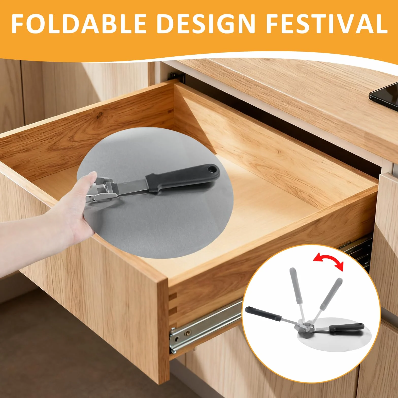 Spatule Pizza 10 Pouces Inoxydable avec Poignée Pliable, Plaque Pizza Barbecue 30.5x29.5cm