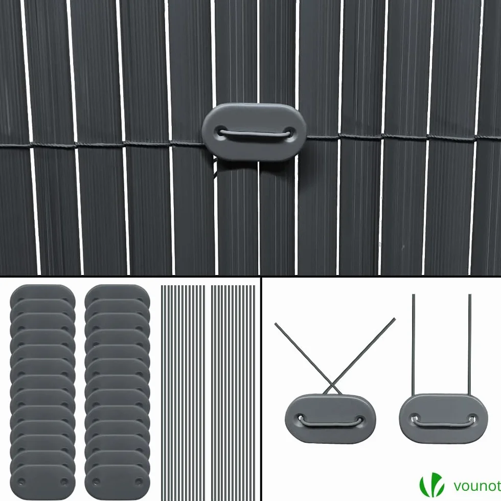 Canisse en PVC Brise Vue Ultra Renforcé 100x500cm Gris avec Attaches de Fixation Double Face