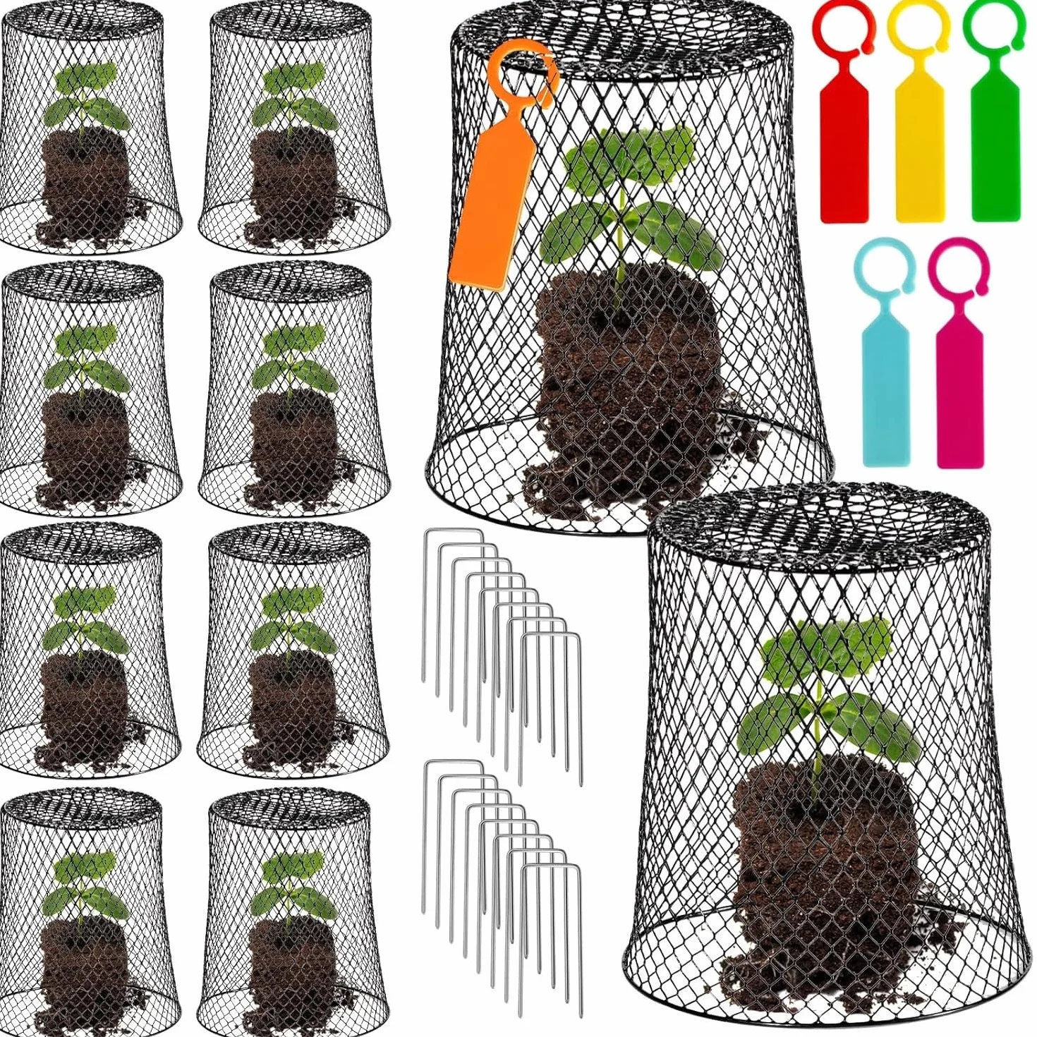 KAHEIGN 12 Pièces Cloches Grillagées pour Plantes 23CM x 23CM Cage de Protection Métallique de Jardin