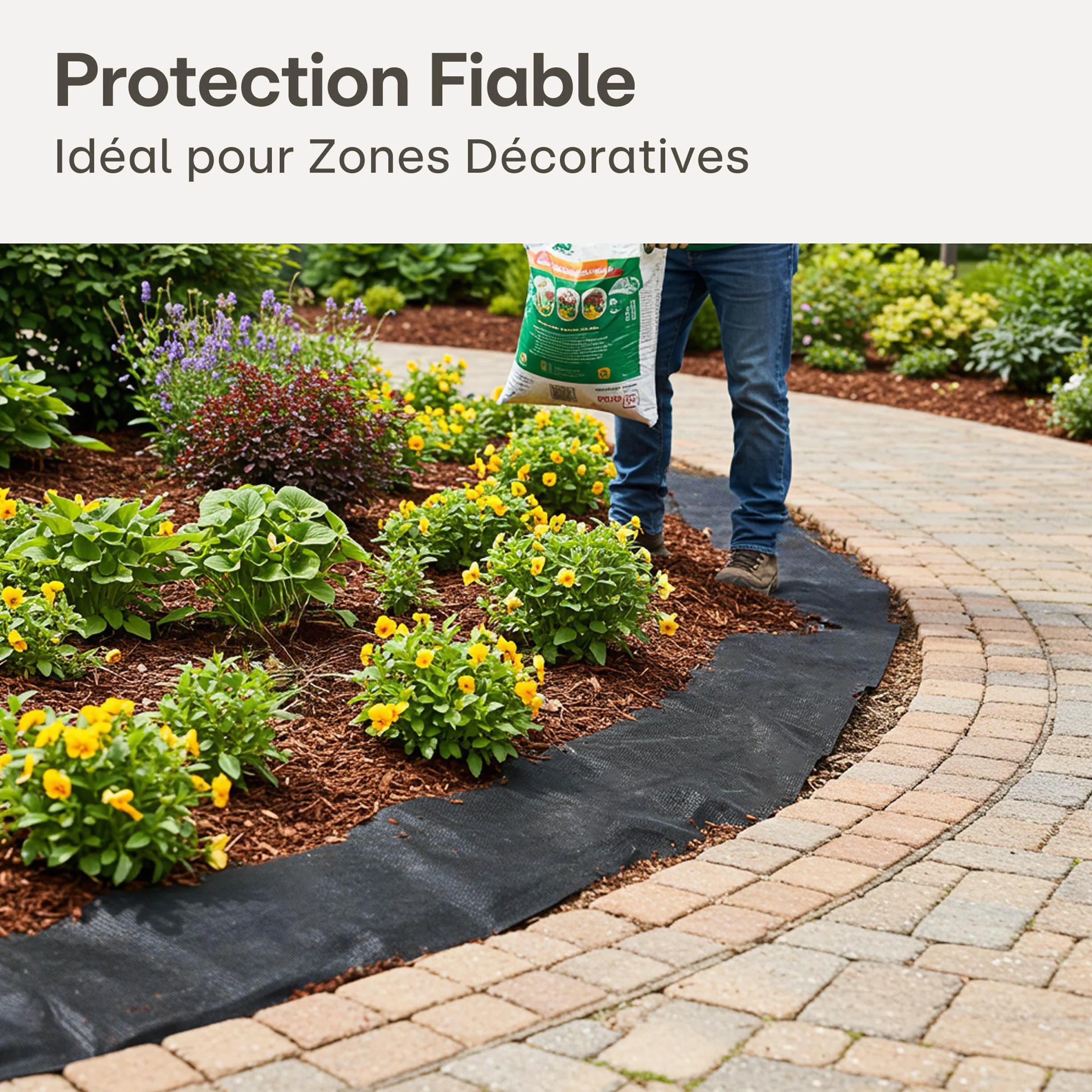 Praknu Toile de Paillage 150g/m² Anti-Mauvaises Herbes 25m² avec 12 Piquets