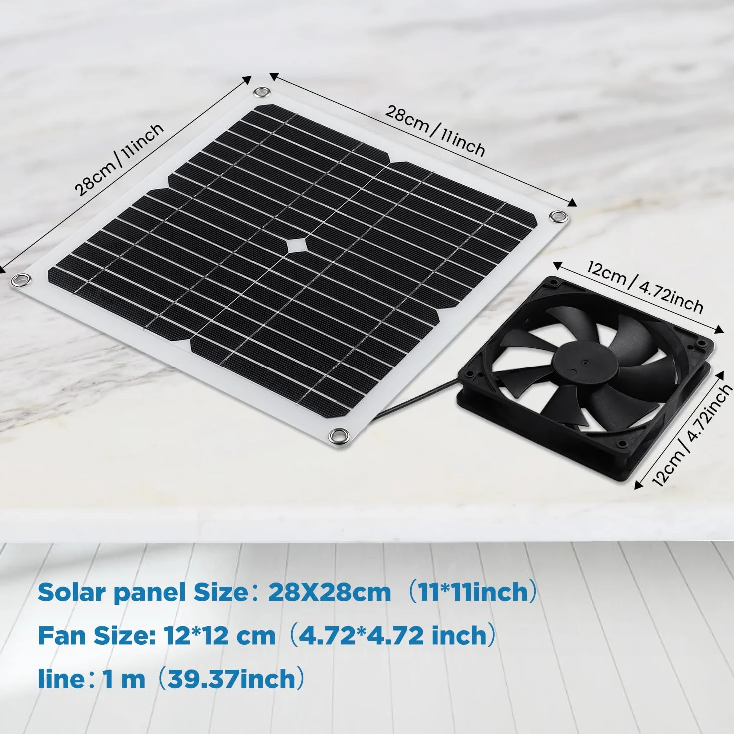 Ventilateur panneau solaire DC 12W résistant aux intempéries pour poulailler serre remise