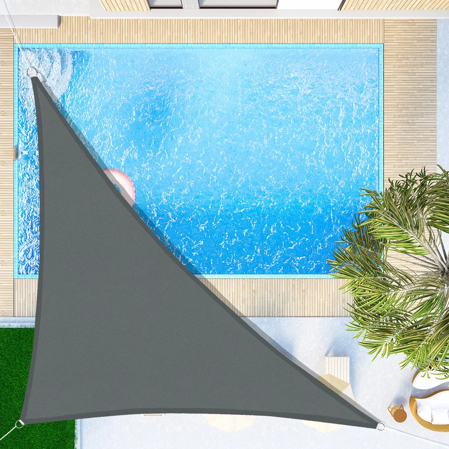 SUNNY GUARD Voile d'ombrage Triangulaire 3x3x4.25m Imperméable UV Protection Gris Anthracite