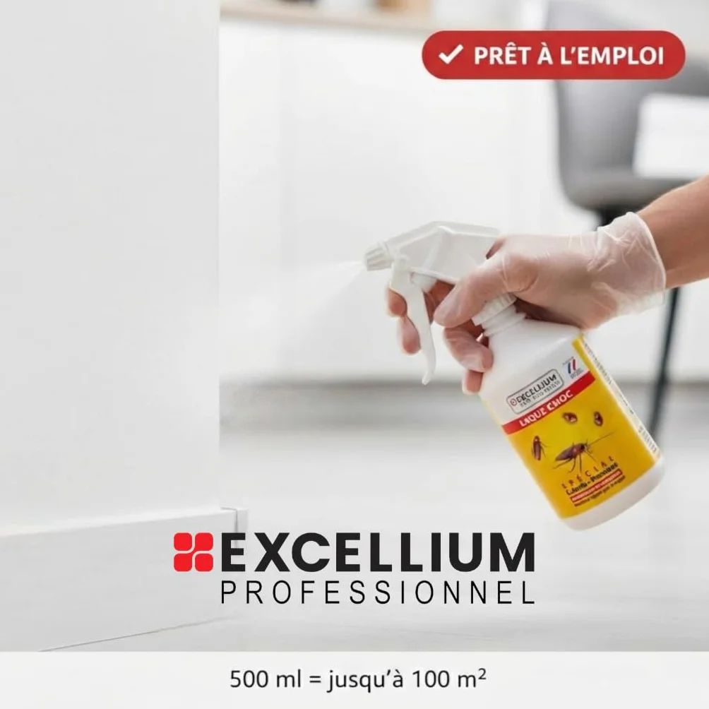 Excellium Laque Choc Insecticide Spécial Cafards et Punaises Spray Prêt à l'Emploi 500 ml