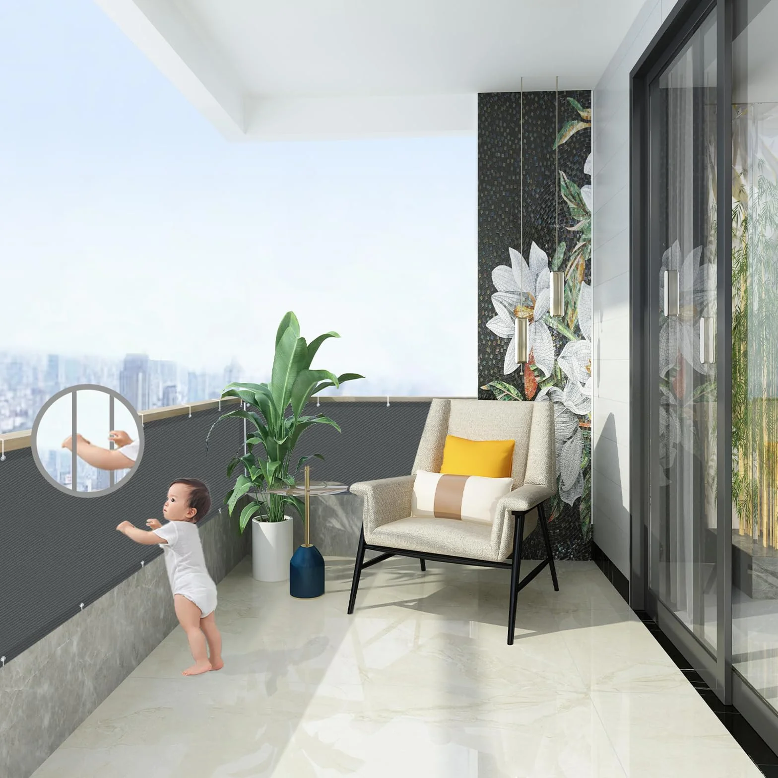 AXT SHADE Brise Vue Balcon 90x300cm Imperméable Protection UV Opaque Résistant Vent avec Trous Serre Câbles Exterieur Terrasse Anthracite