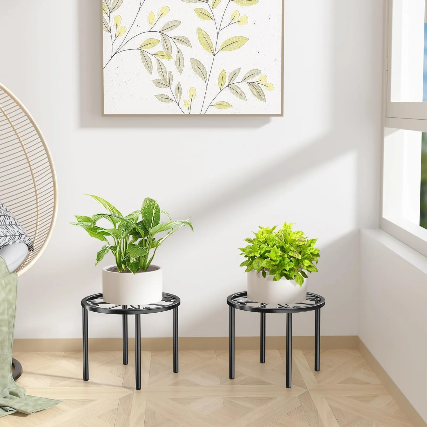 Ensemble de 2 supports pour plantes 20 cm en métal - Support pour fleurs