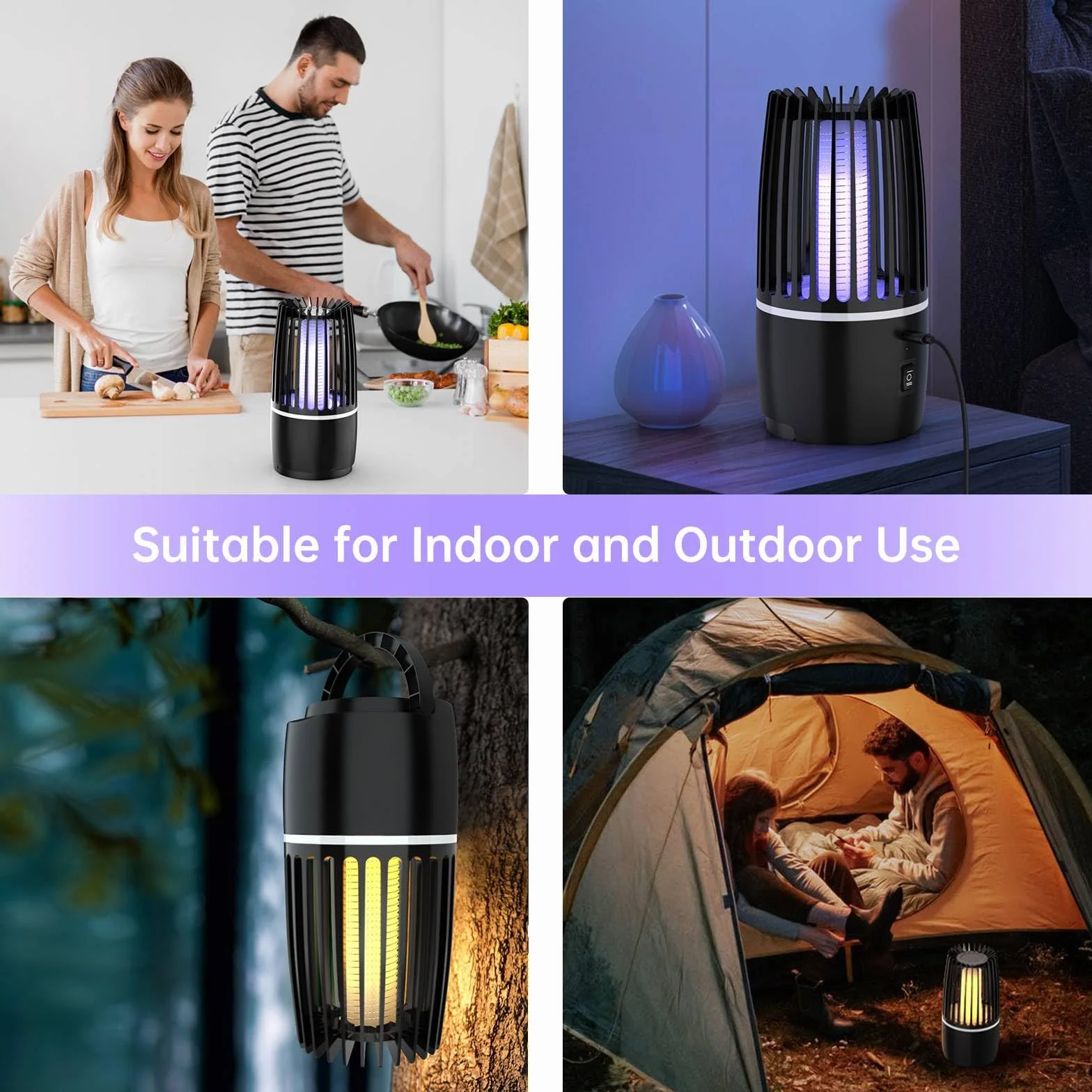 Lampe Anti Moustique UV Électrique 4000mAh Rechargeable Tueur d'Insectes LED