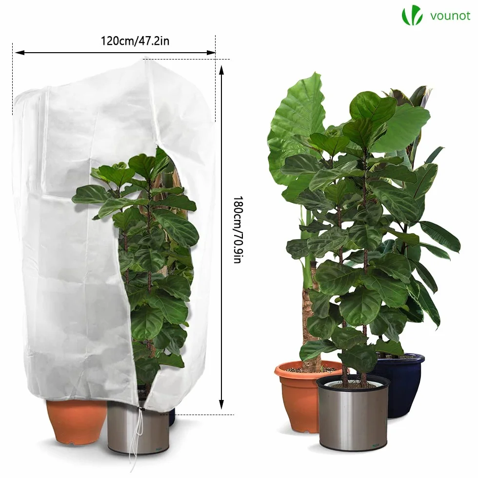 Housse Hivernage Plante Lot de 3 120x180cm en Polypropylène 80g/m² avec Cordon Serrage Zipper