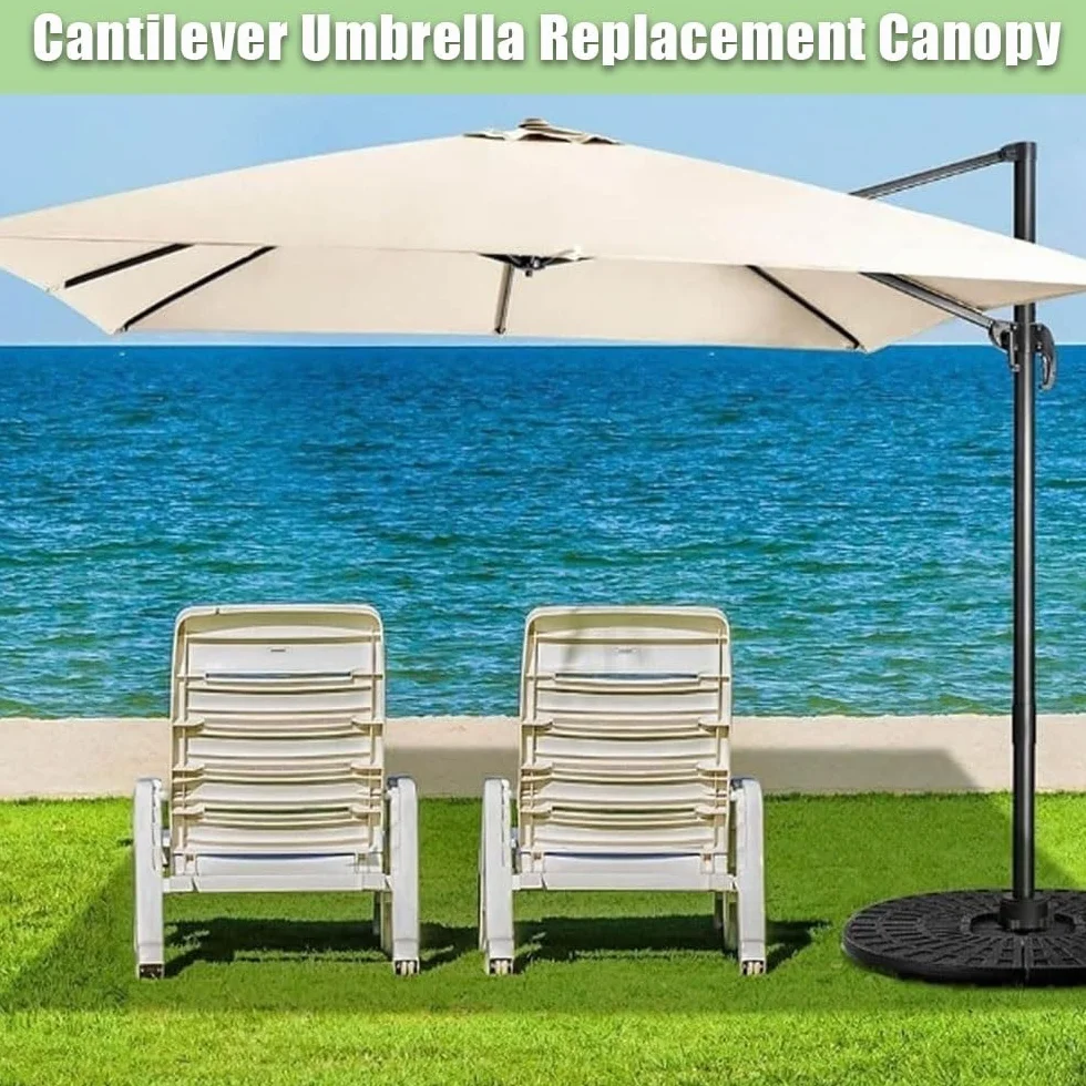Rectangle Toile De Rechange Parasol Déporté 3x3.0m 3x4m 8 Baleines Housse Extérieur Gris 4x3.0m