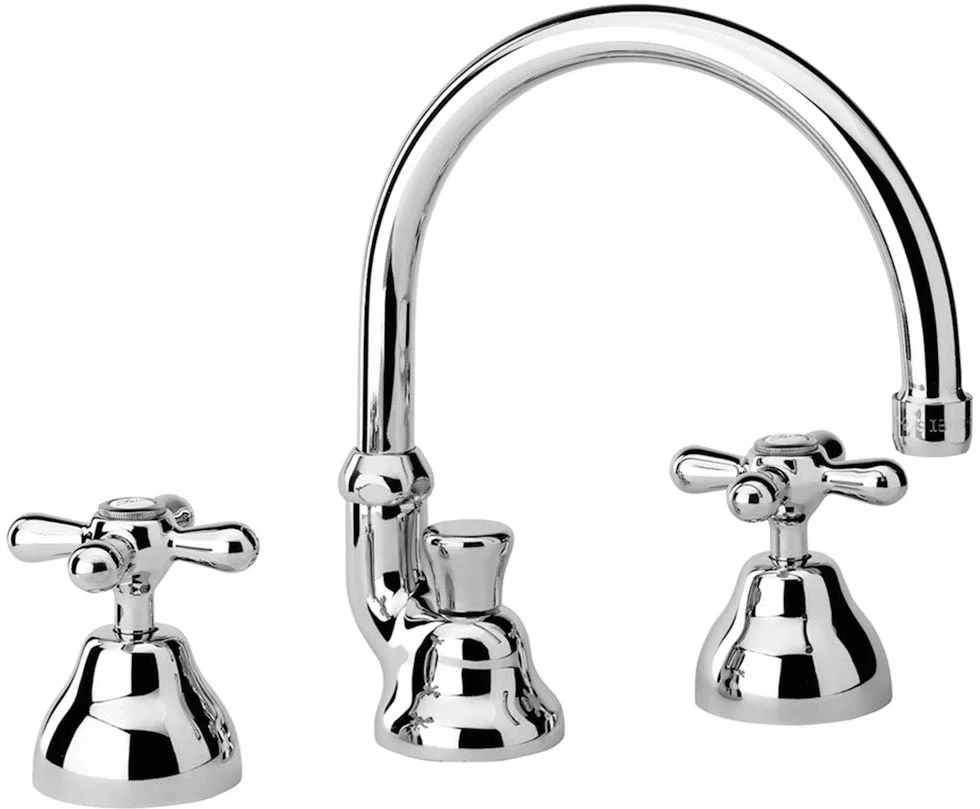 Robinet à batterie de lavabo 3 trous Liberty 214 chromé bec orientable poignées en croix Italie