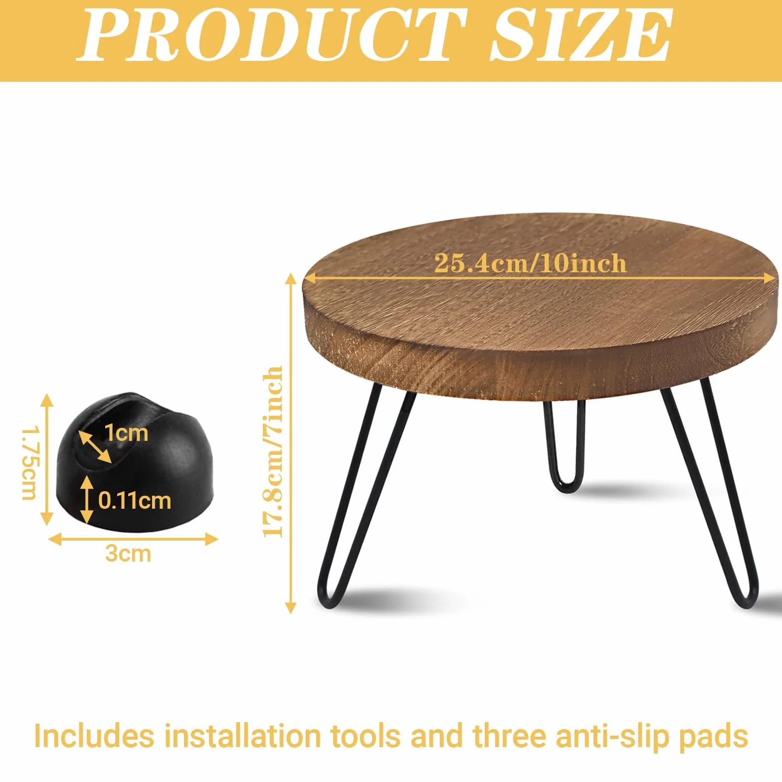 Support Plante en Bois Rond, Tabouret Plante Intérieur Extérieur, Adaptable à Différentes Tailles de Pots, Maison Jardin Patio