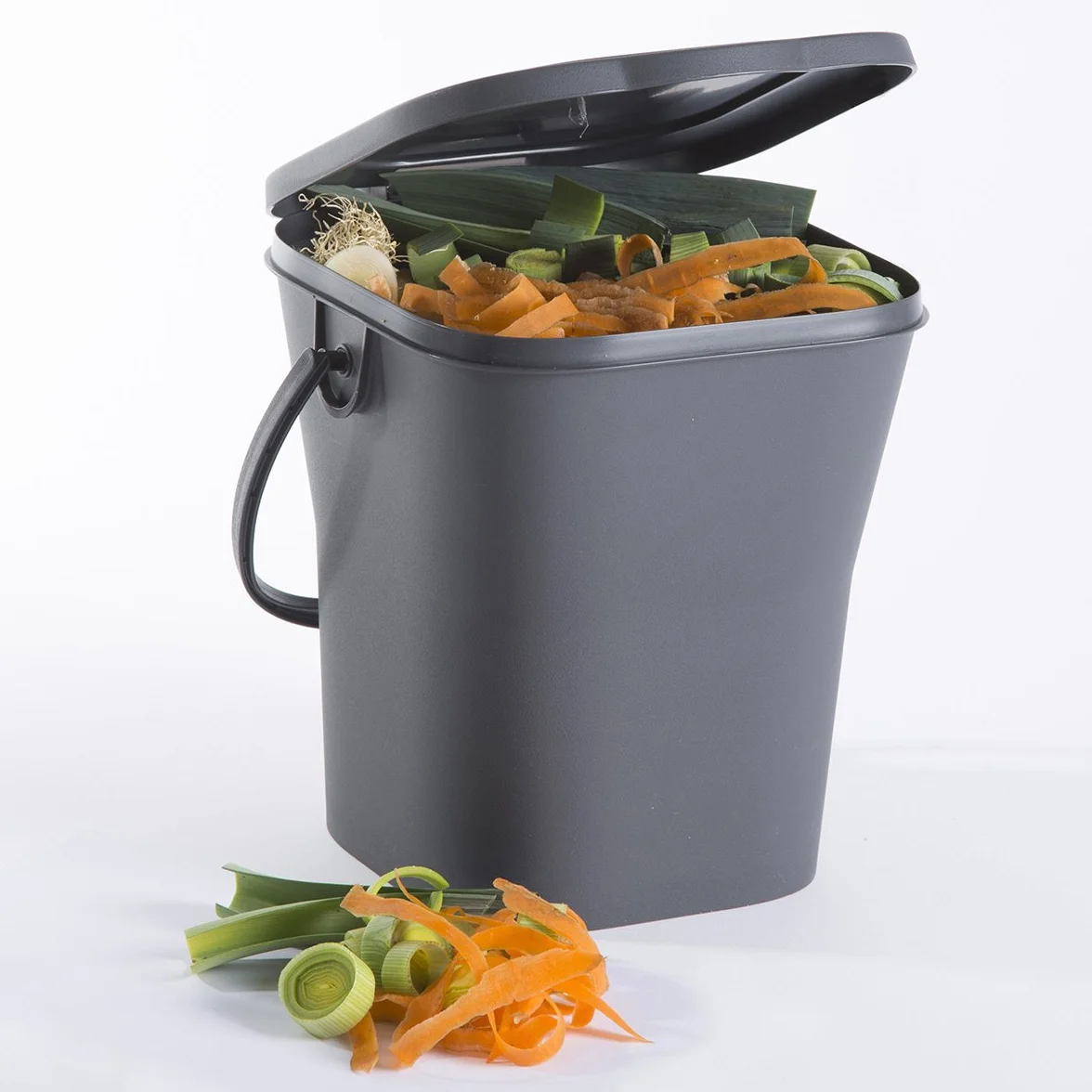 Seau à Compost 6 L Mini Poubelle avec Couvercle Fermeture Hermétique Gris