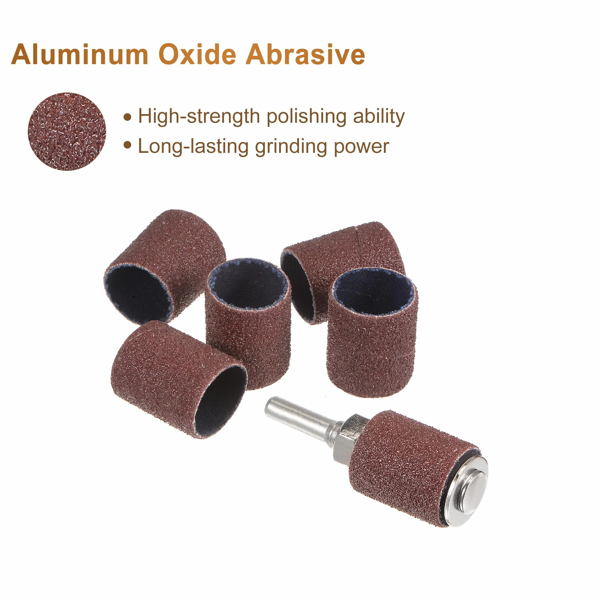 sourcing map Lot de 12 manchons abrasifs de 1,9 cm, grain 80 avec mandrins de tambour de 0,6 cm pour outils rotatifs
