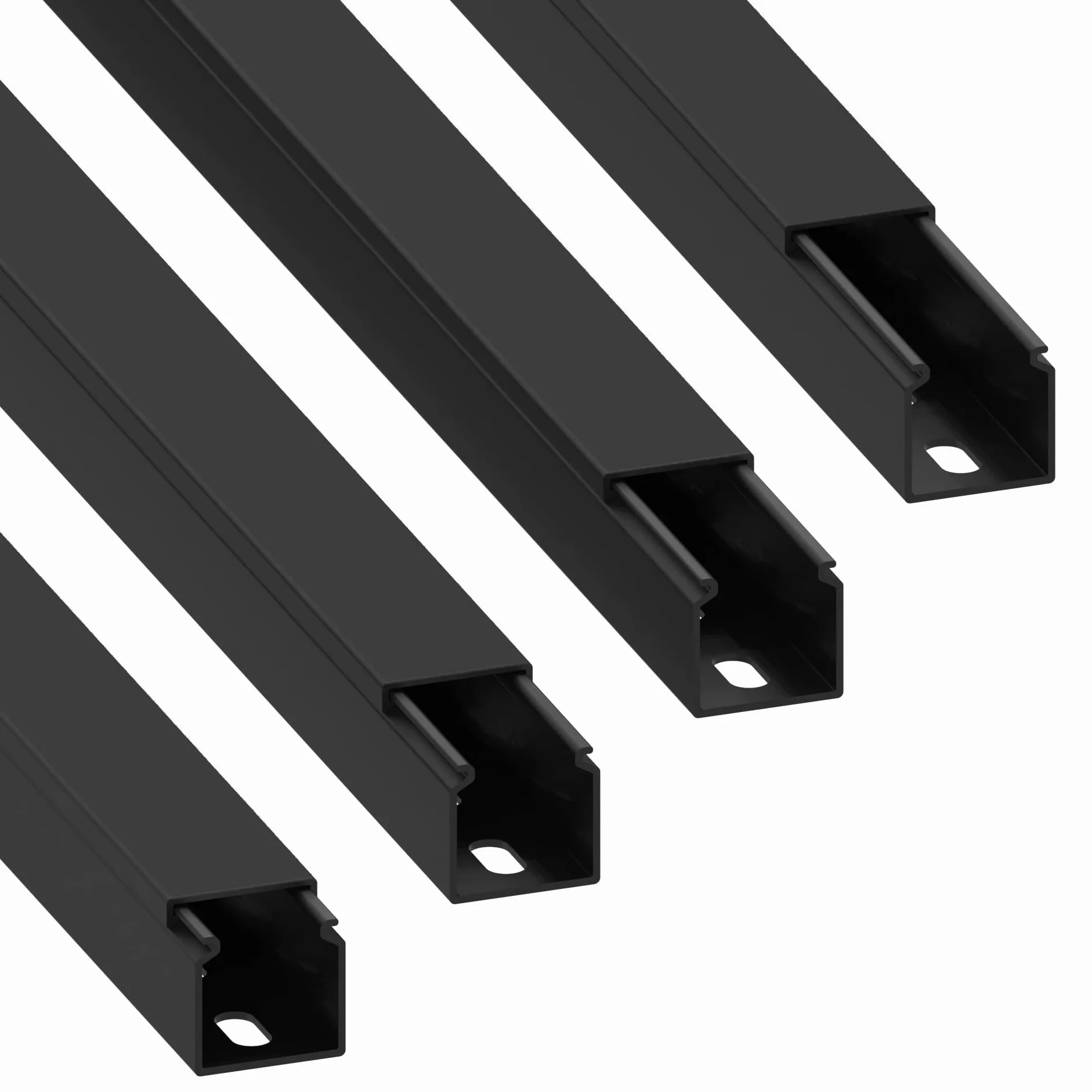Cablecoach Habengut CC10110 Goulotte de câble (avec Trou de Montage dans Le Fond) 25 x 25 mm en PVC, Couleur : Noir, Longueur 4 m (4 x 1 m de Longueur)