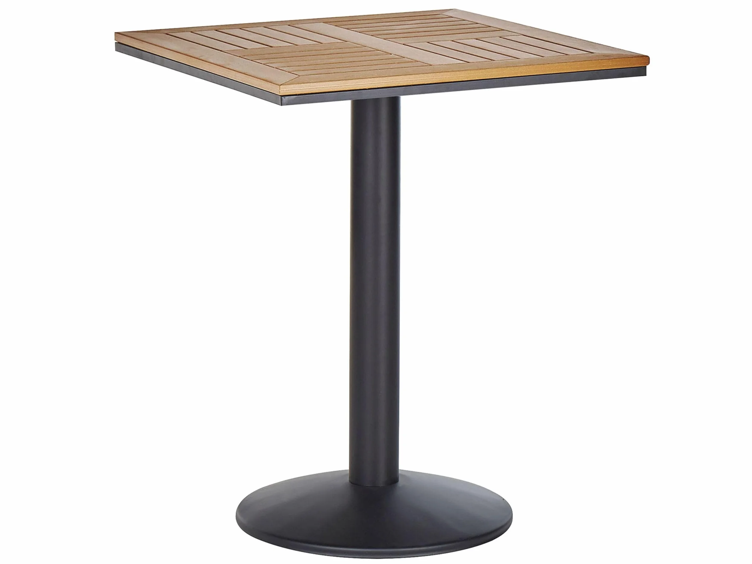 Beliani Table de Jardin Carrée Bistro 60 x 60 cm Métal Bois Synthétique Balcon Moderne