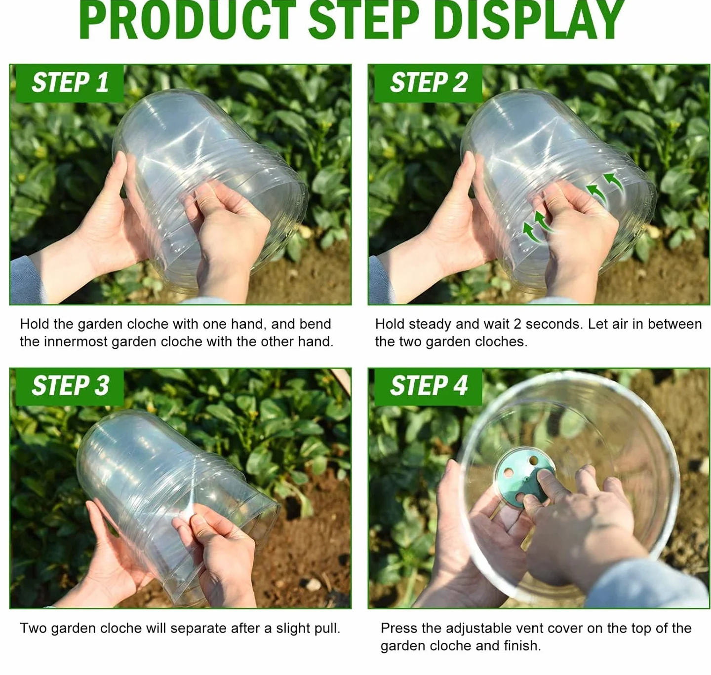 Cloche pour Plantes de Jardin LATERN 26CM x 20CM Mini Serre en Plastique 10 Pièces avec Piquets de Fixation