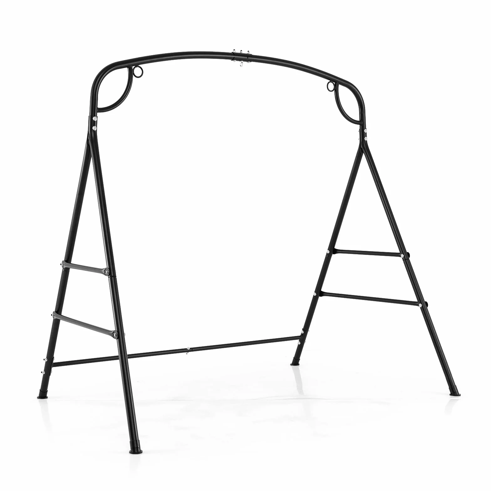 COSTWAY Cadre de Balançoire en Métal 300KG, Support Balancelle Forme A avec Barres Latérales Doubles, 180 x 133 x 182 cm