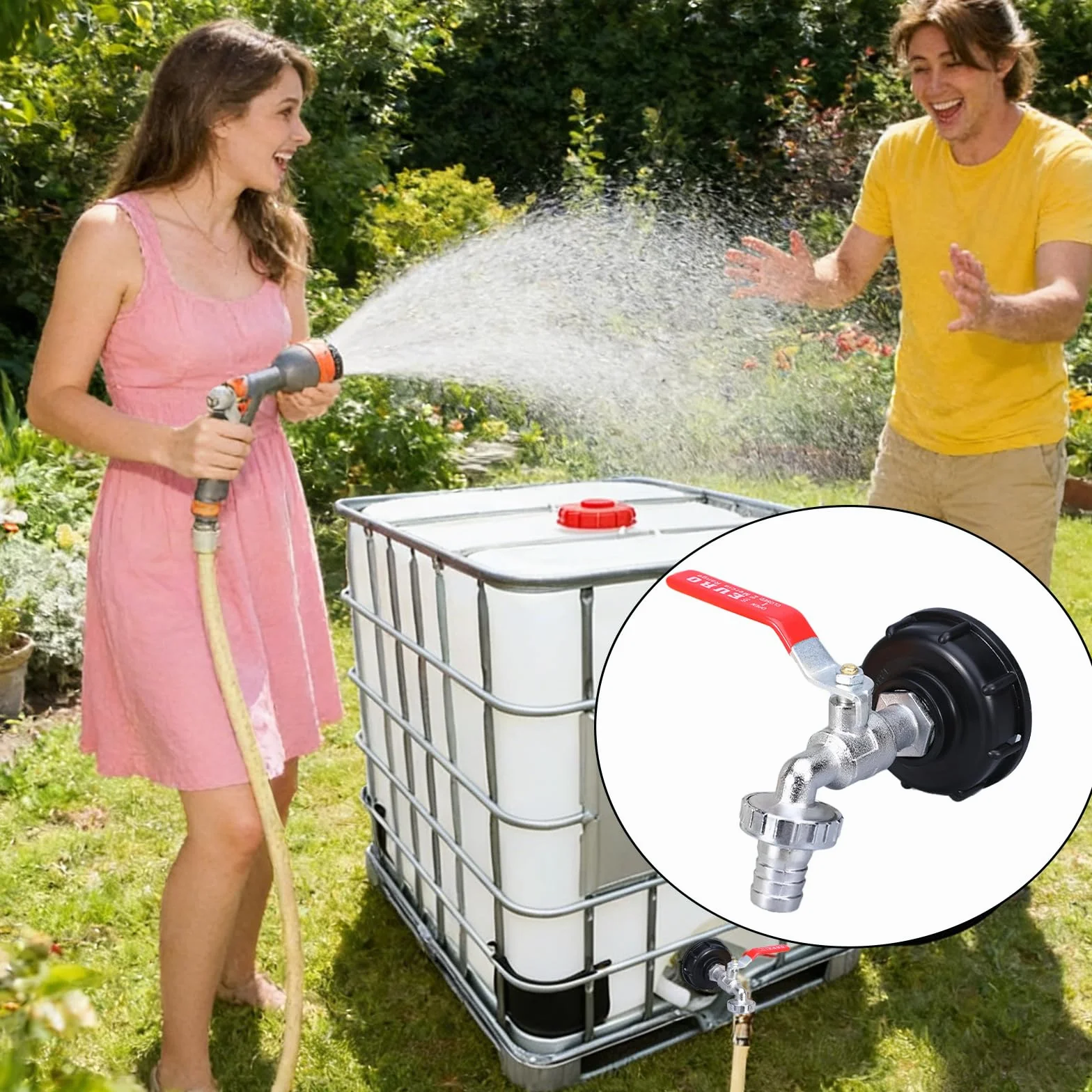Robinet Cuve 1000l 3/4" Adaptateur Réservoir IBC Laiton, Accessoires Container IBC avec Clés Capuchon Tambour