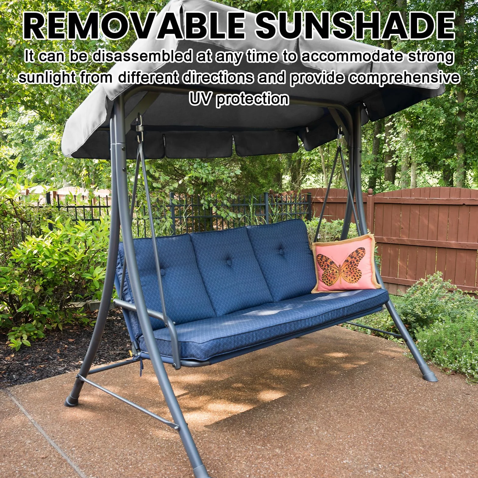 Toit De Rechange pour Balancelle De Jardin 195 x 125 x 15cm Imperméable Canopée Universelle Gris Foncé