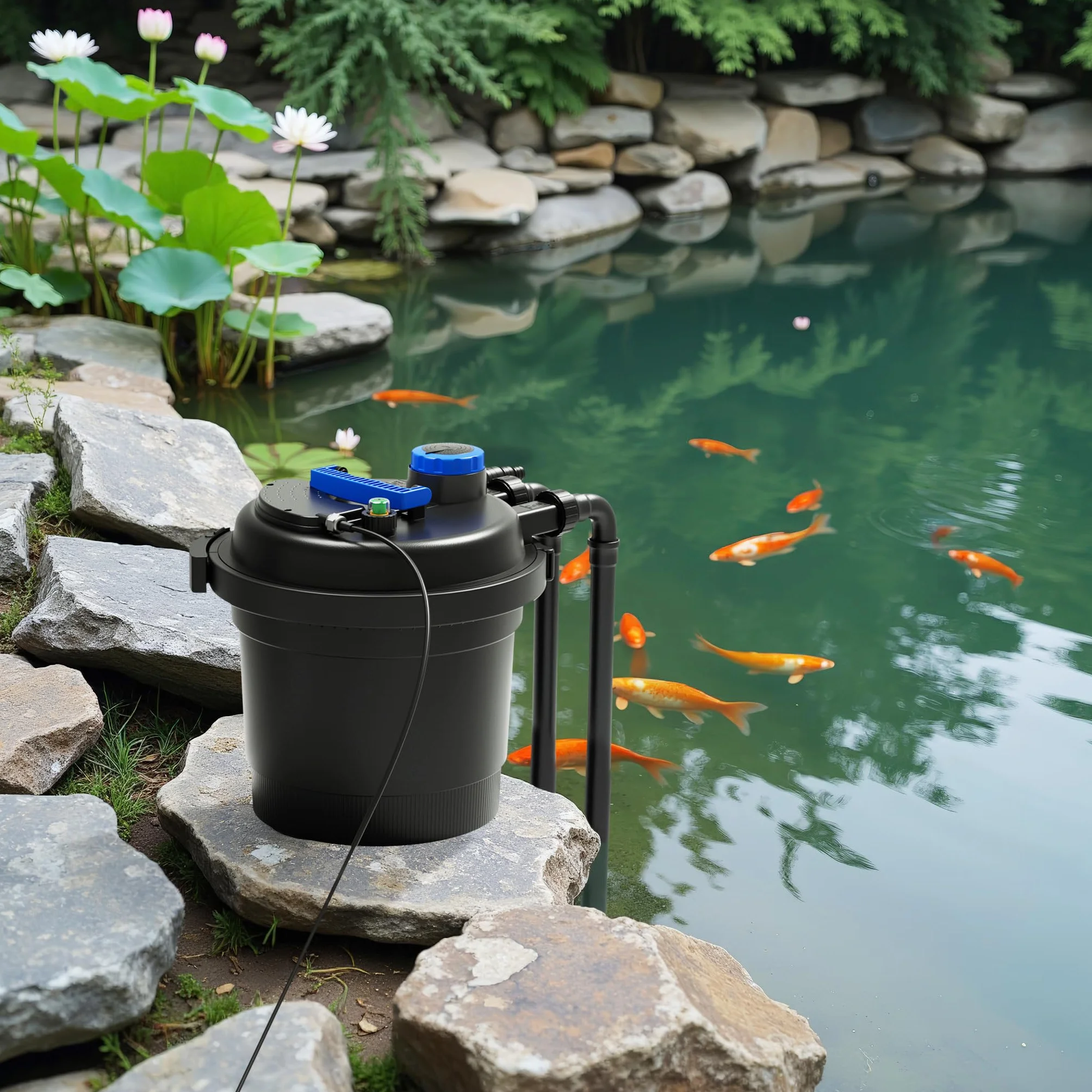 Wiltec Filtre de Bassin à Pression CPF-180 11W UV 6000L 380x380x400mm