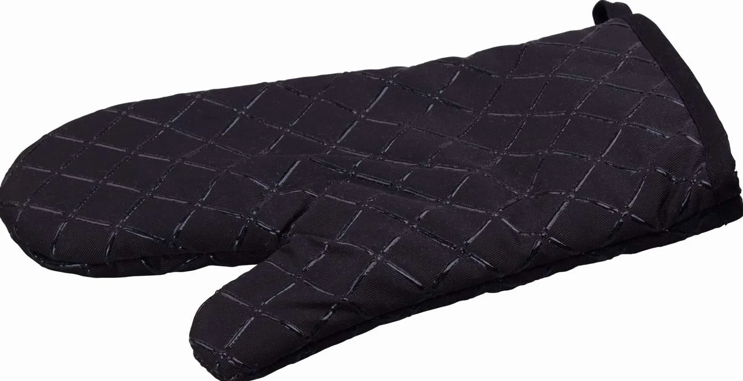 Comius Sharp Gant de Cuisine Antidérapant 1 Paire Chaleur Résistants Coton Maniques Gants pour Cuisiner Barbecue Grill Cuisson Noir
