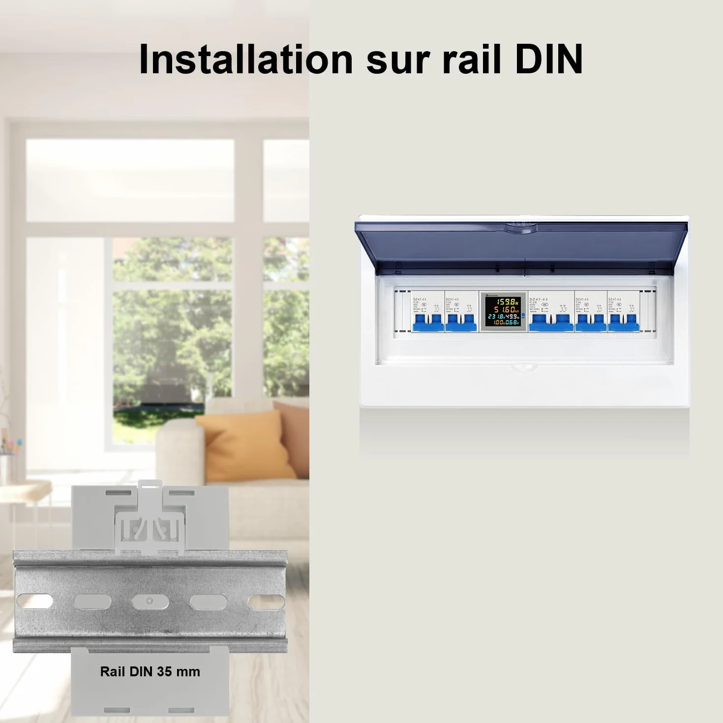KETOTEK Compteur d'énergie monophasé Compteur d'électrique numérique AC 40-300V 100A Compteur Electrique 1 Phasé Wattmètre Rail DIN Mètre Watt KWh Voltmètre Ampèremètre