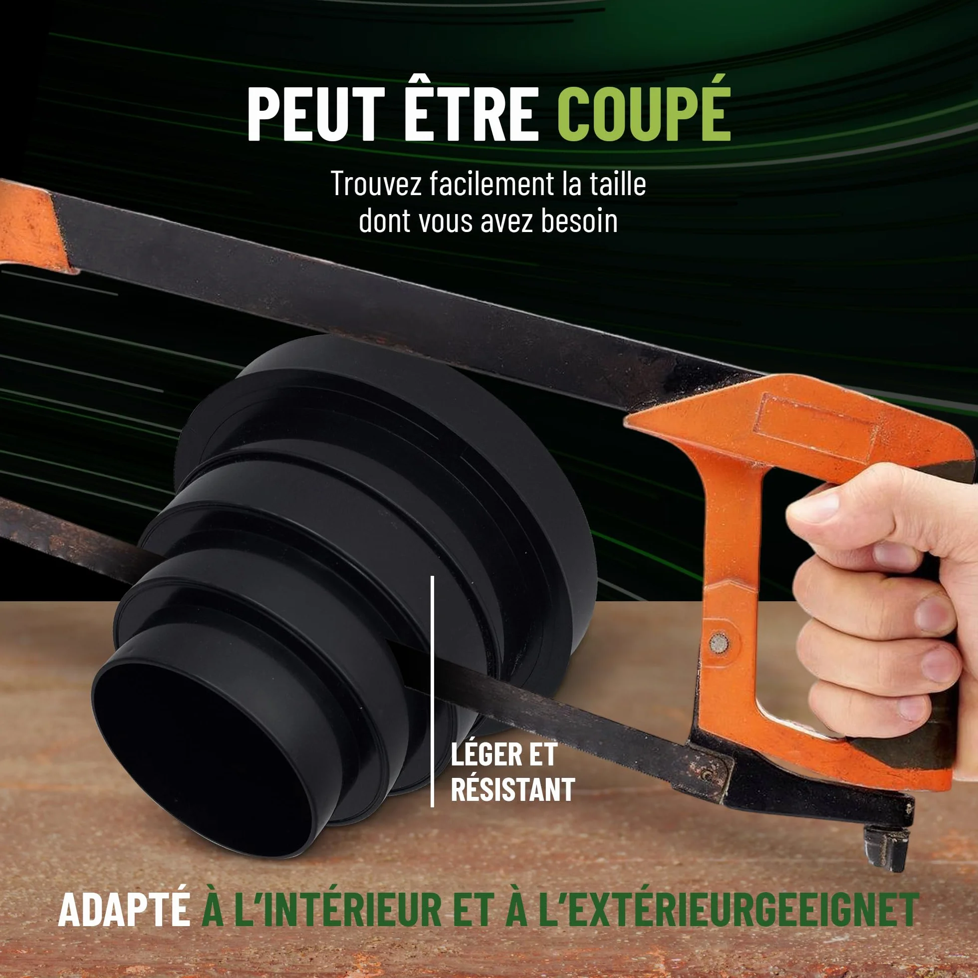 CONTROL GARDEN Réducteur universel pour ventilation Ø 80-150 mm Raccord connecteur conduit noir