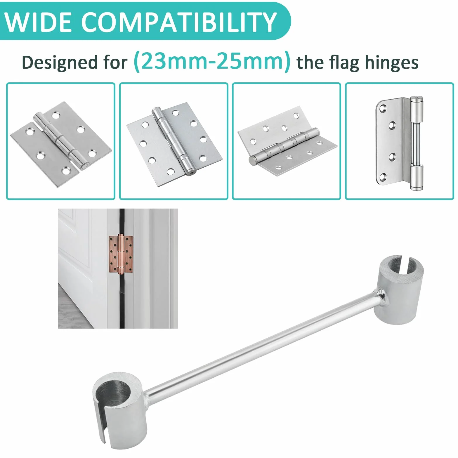 Cle Reglage Porte Outil de Réglage de Charnière de Porte, Paumelles de Porte, Plaque Reparation Charniere Porte, pour Porte Coupe-feu, Portes de Salle Blanche, Portes de Sécurité 23+25mm