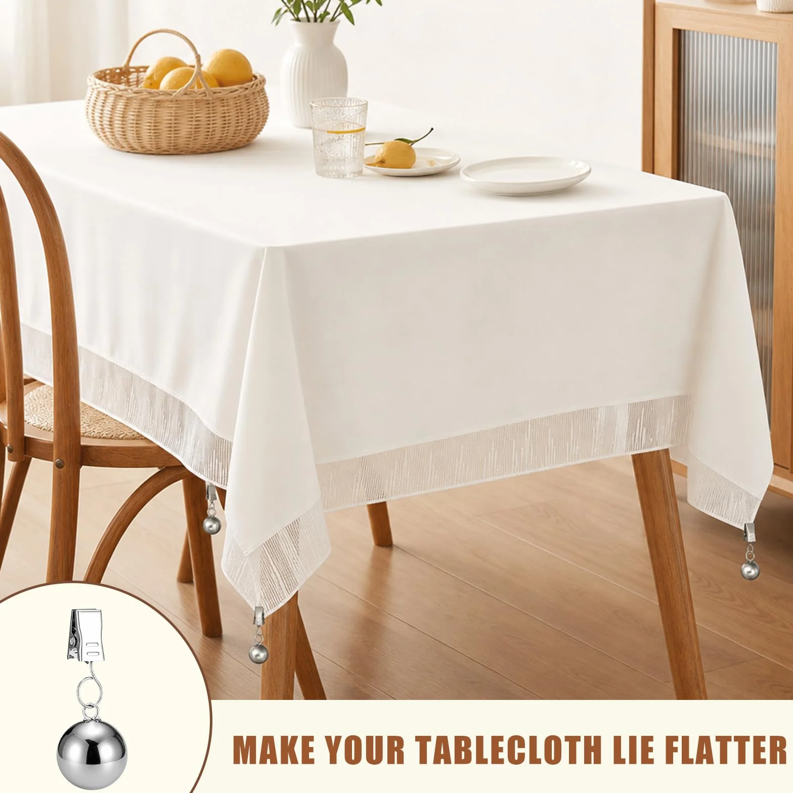 Pinces à Nappe Inoxydable 65g, 4 Pièces Poids de Nappe pour Intérieur Extérieur Mariage