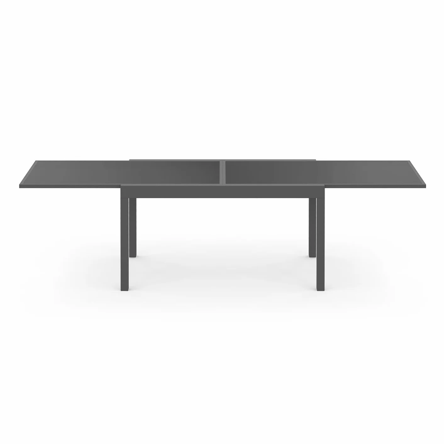 Salon de Jardin Madrid Table Extensible Gris Anthracite 135-270 CM 12 Chaises Empilables