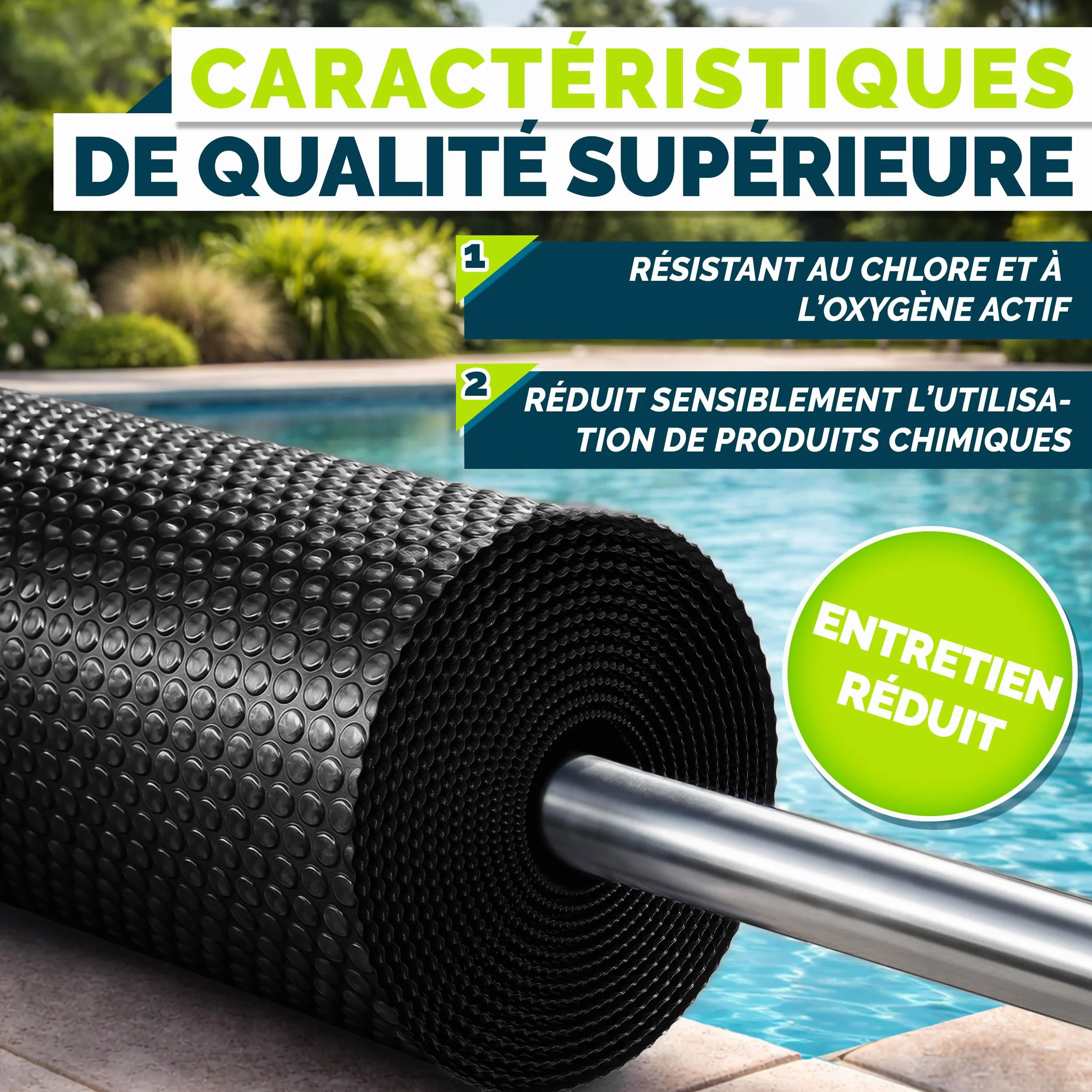 Bâche Solaire de Piscine Tillvex 400 µm Ronde Ø 457 cm Film Thermique