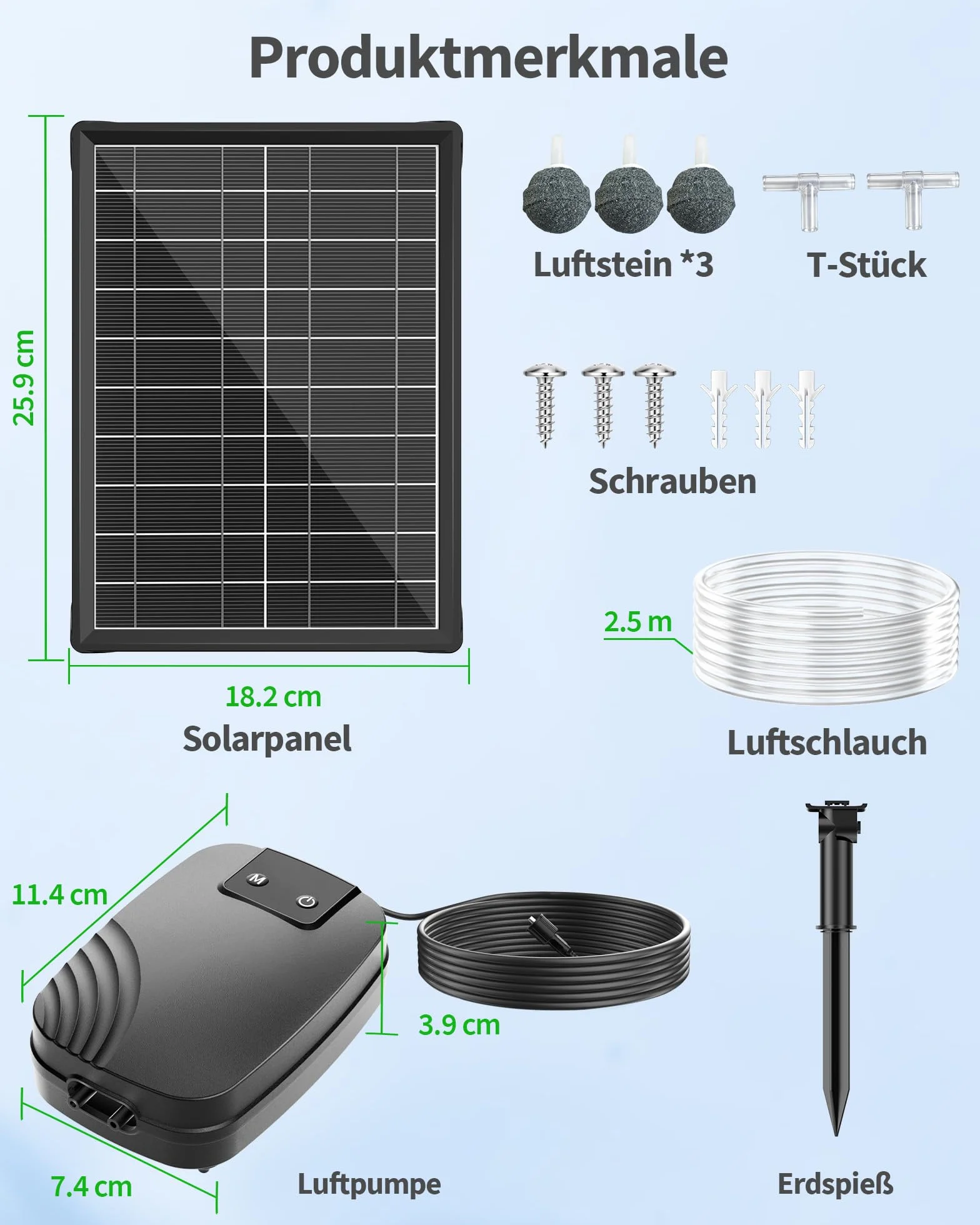 POPOSOAP 8W Aérateur Solaire pour Étang avec Pompe à Oxygène Solaire