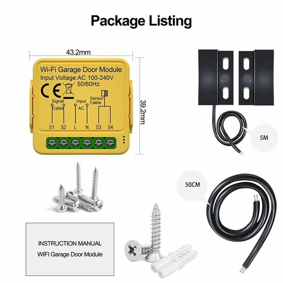 Module de Contrôleur D'Ouvre-Porte de Garage Tuya, Commutateur de Télécommande, Application Smart Life, Fonctionne avec Alexa Home Assistant Wifi