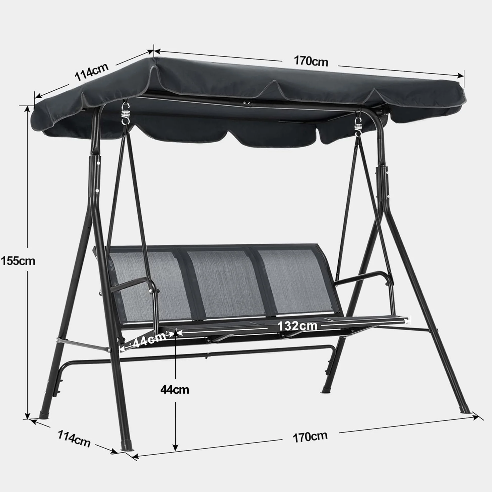 Balançoire Hollywoodienne MCombo 8007EY 3 Places Gris Jardin