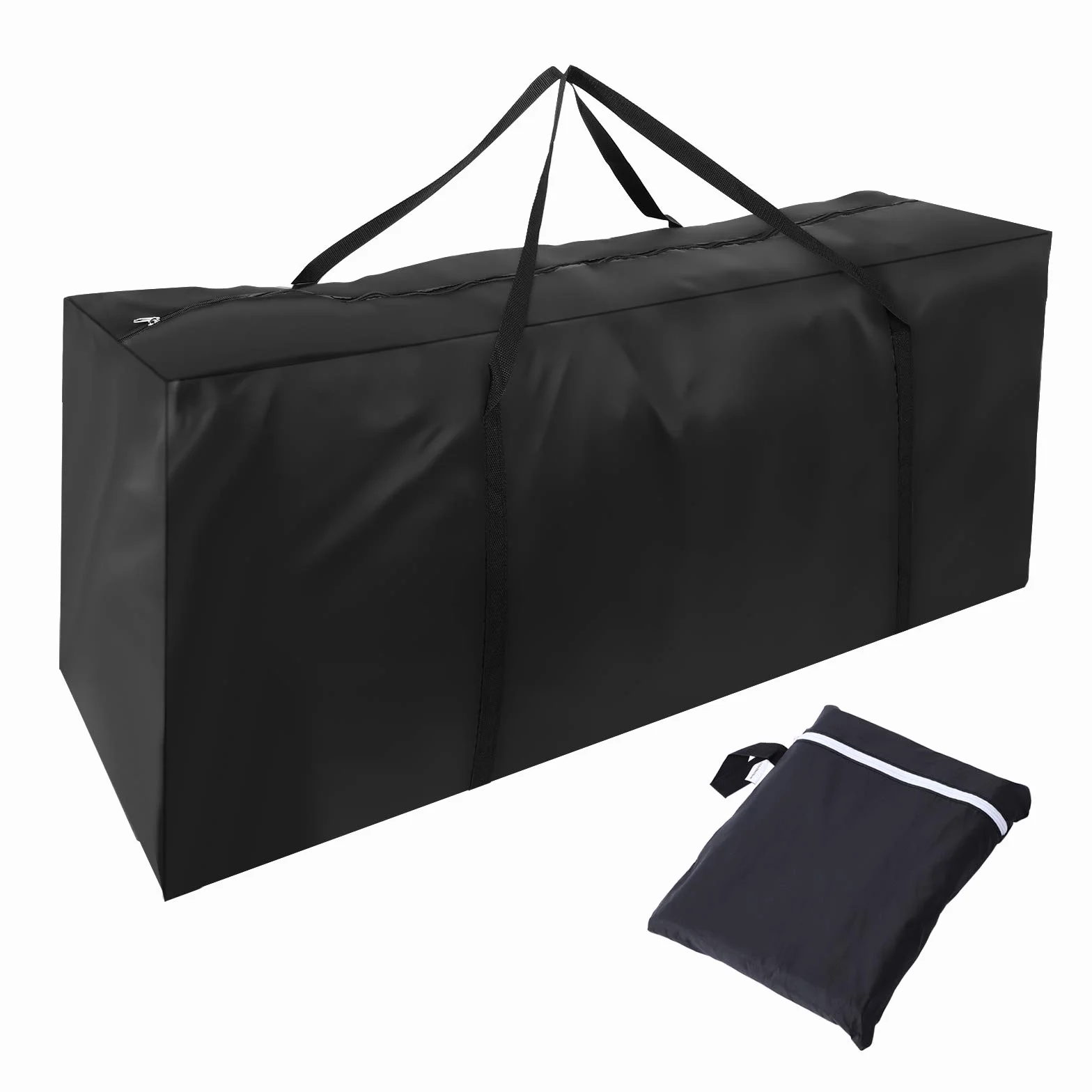 Herefun Grand Coussin Sac de Rangement 122x39x55 cm Oxford Tissu avec Poignée Zippé Noir