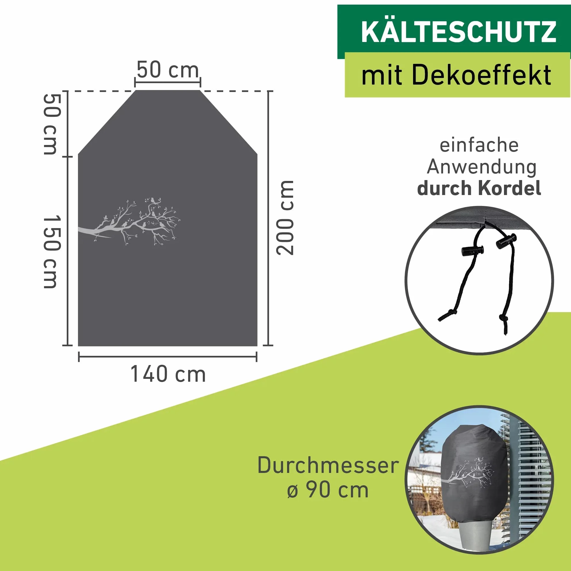 Windhager Housse de Protection Hiver XXL 1,4 x 2 m Voile Anti-Gel Plantes résistant aux intempéries Anthracite 07399