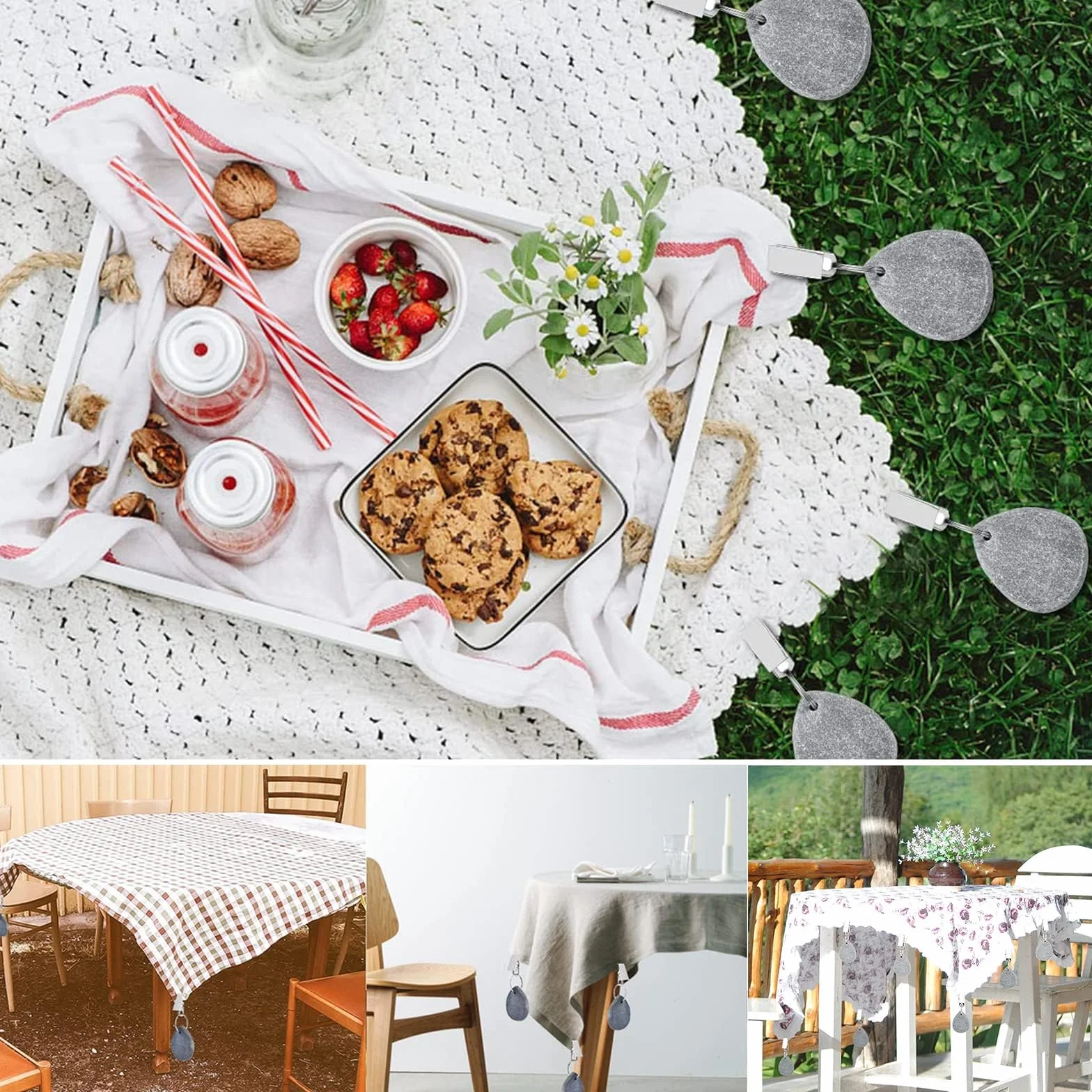 Poids pour Nappe de Table avec Pinces Marbre Naturel 12 Pcs pour Exterieur Jardin