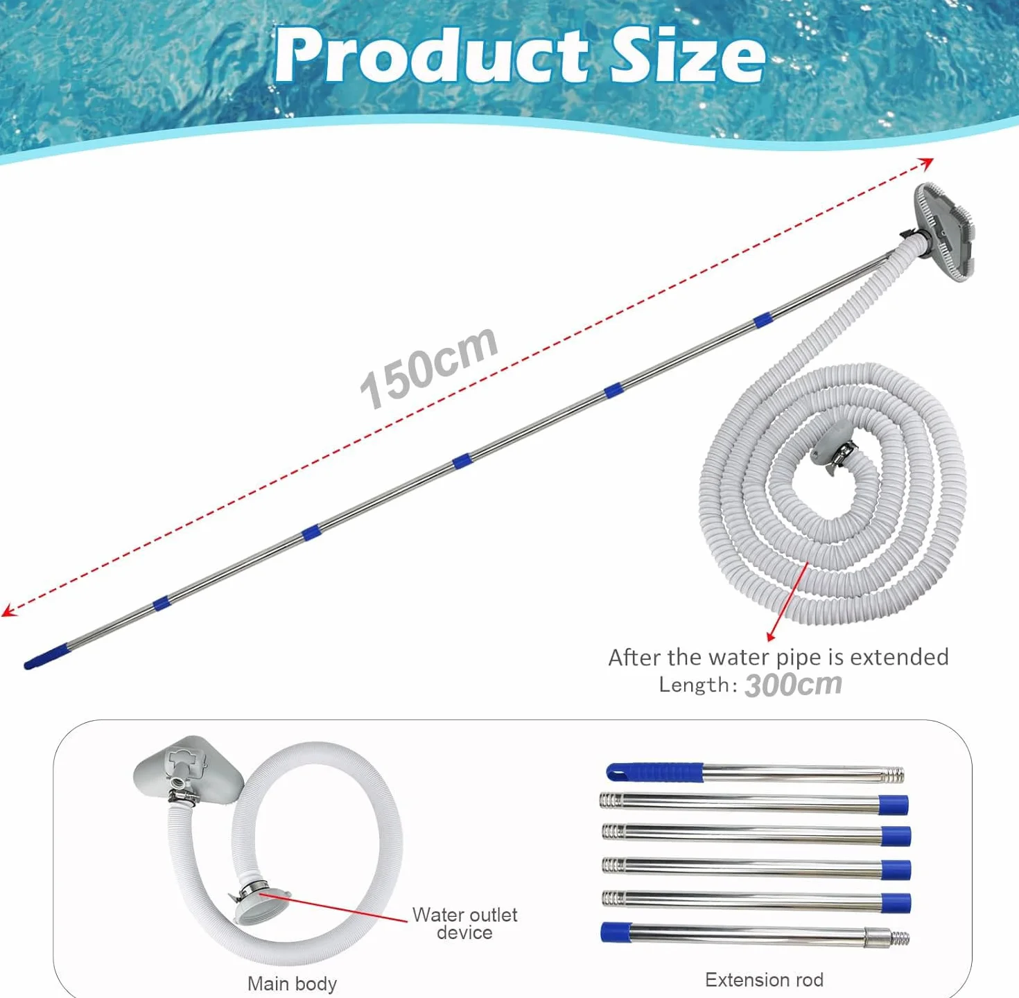 Ensemble d'aspirateur de piscine multifonctionnel, nettoyeur portatif pour bains à remous et spa